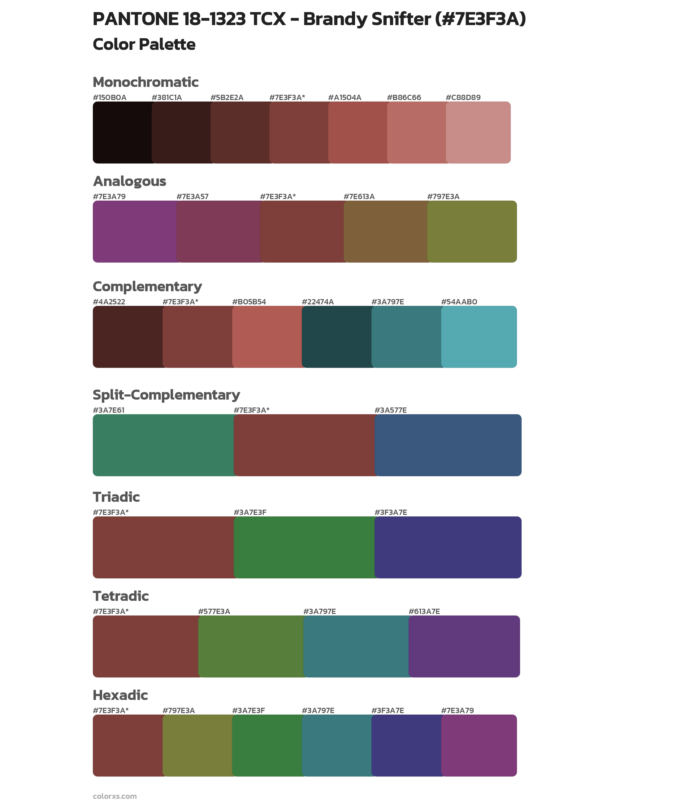 PANTONE 18-1323 TCX - Brandy Snifter Color Scheme Palettes
