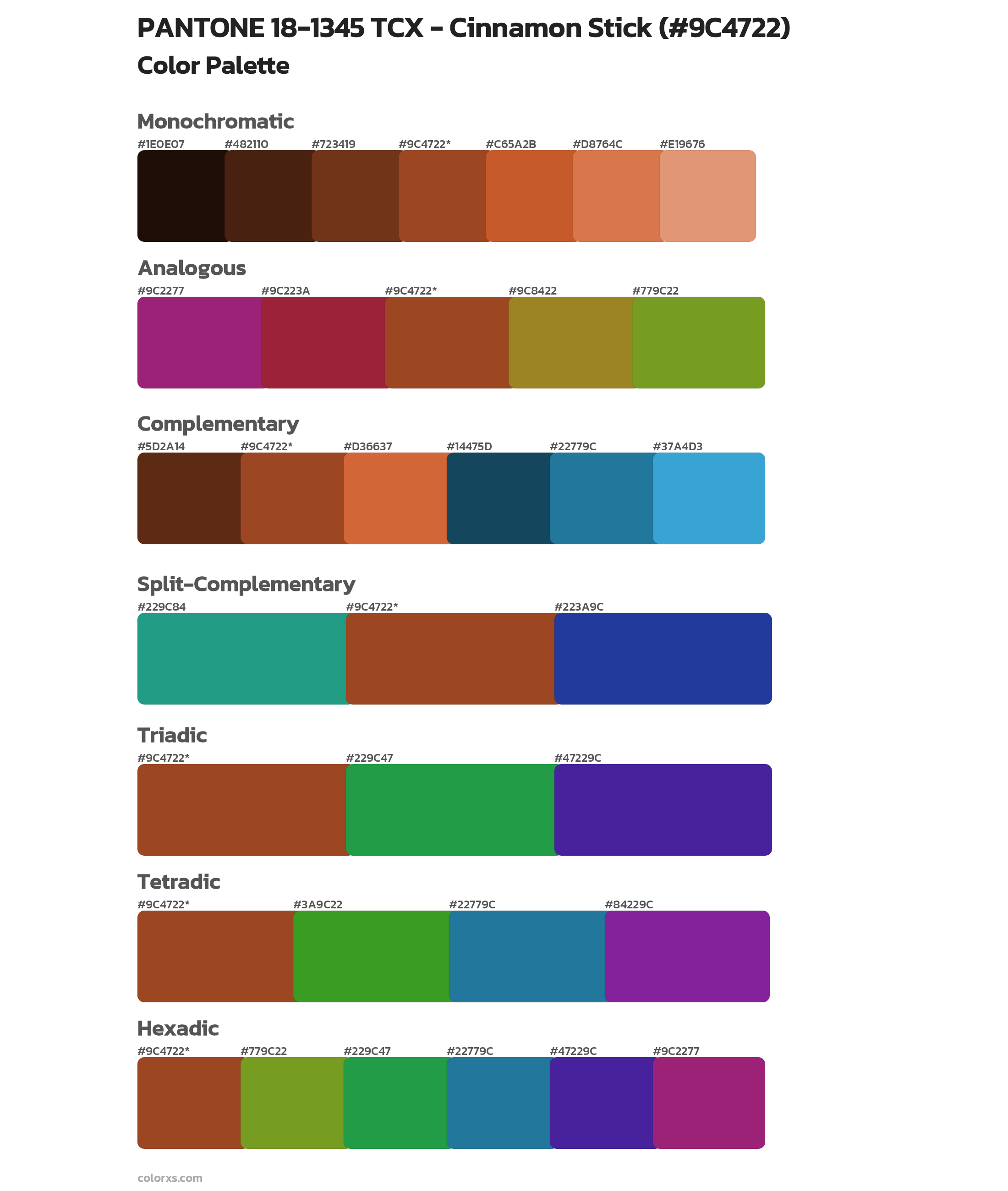 PANTONE 18-1345 TCX - Cinnamon Stick Color Scheme Palettes
