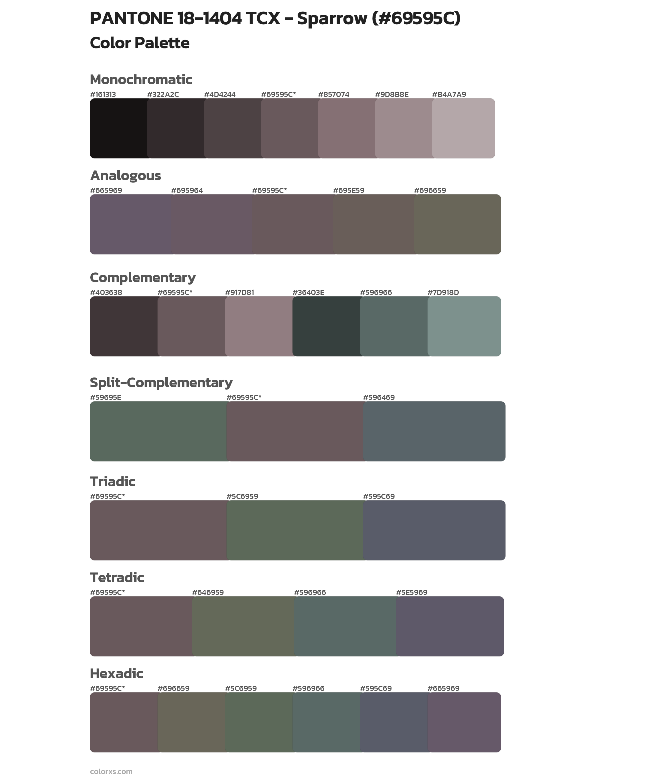 PANTONE 18-1404 TCX - Sparrow Color Scheme Palettes