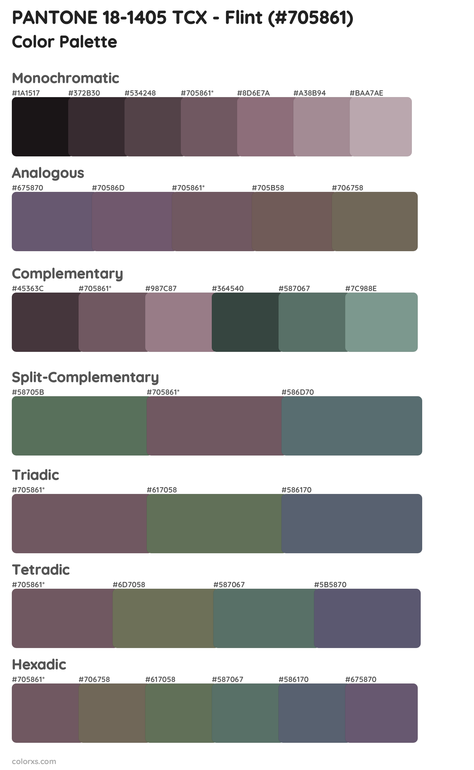 PANTONE 18-1405 TCX - Flint Color Scheme Palettes