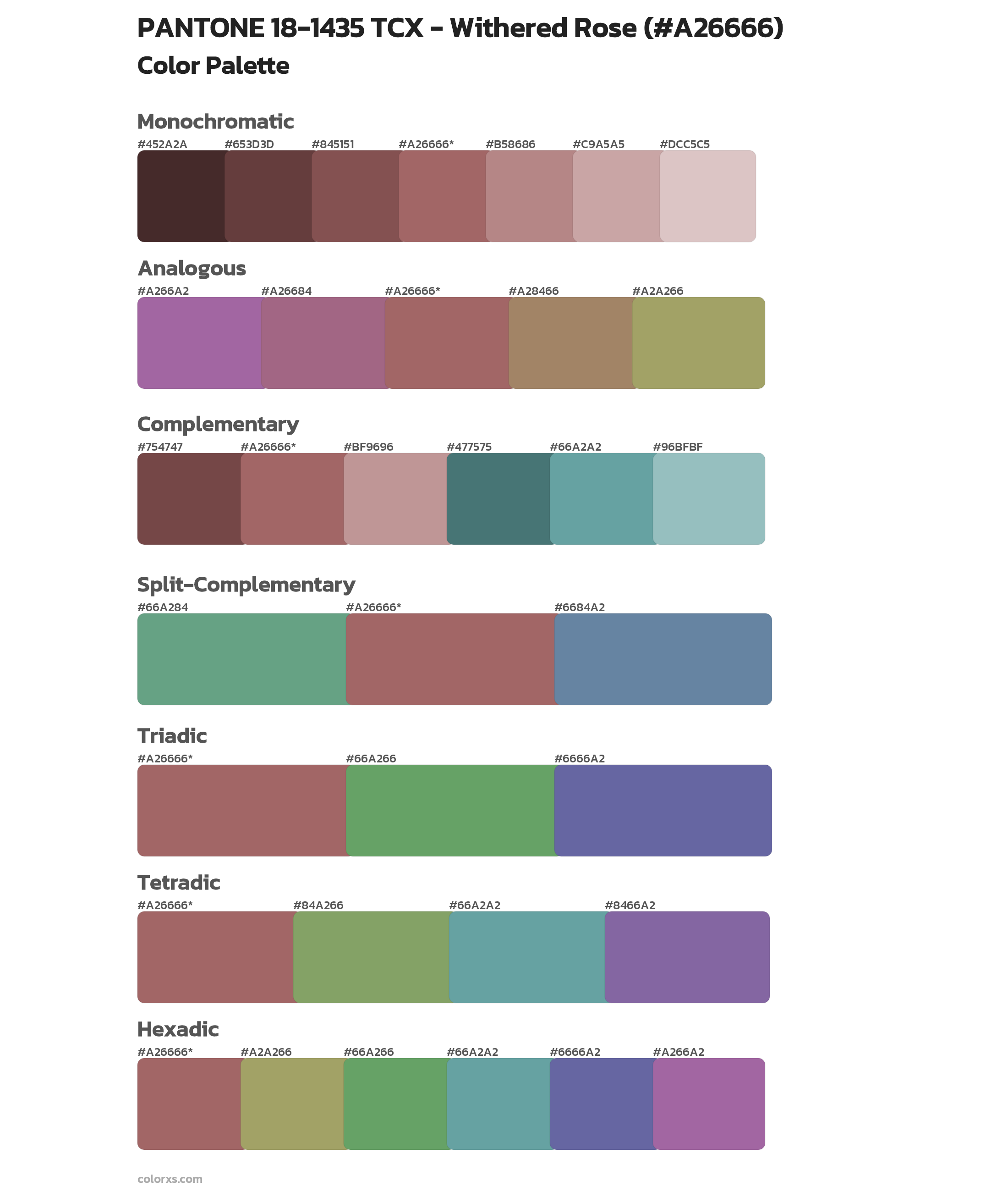 PANTONE 18-1435 TCX - Withered Rose Color Scheme Palettes