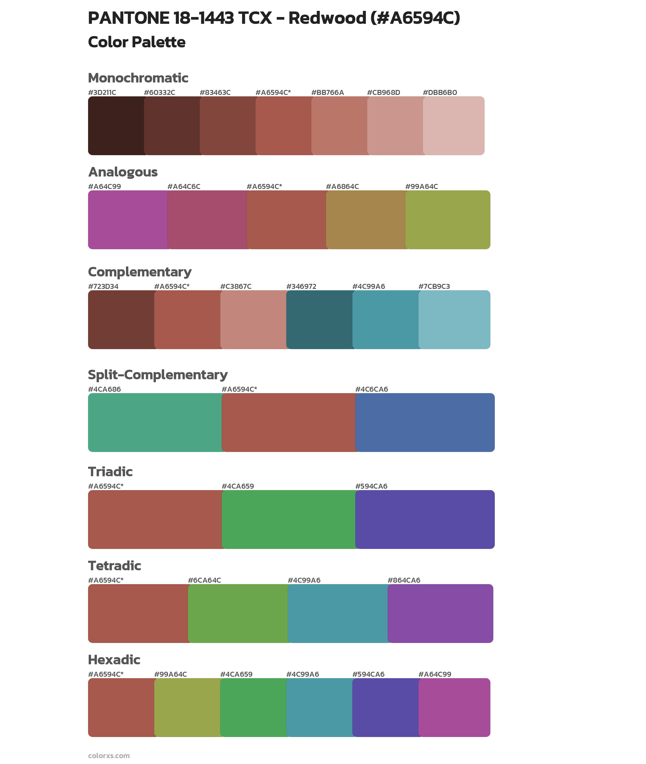 PANTONE 18-1443 TCX - Redwood Color Scheme Palettes