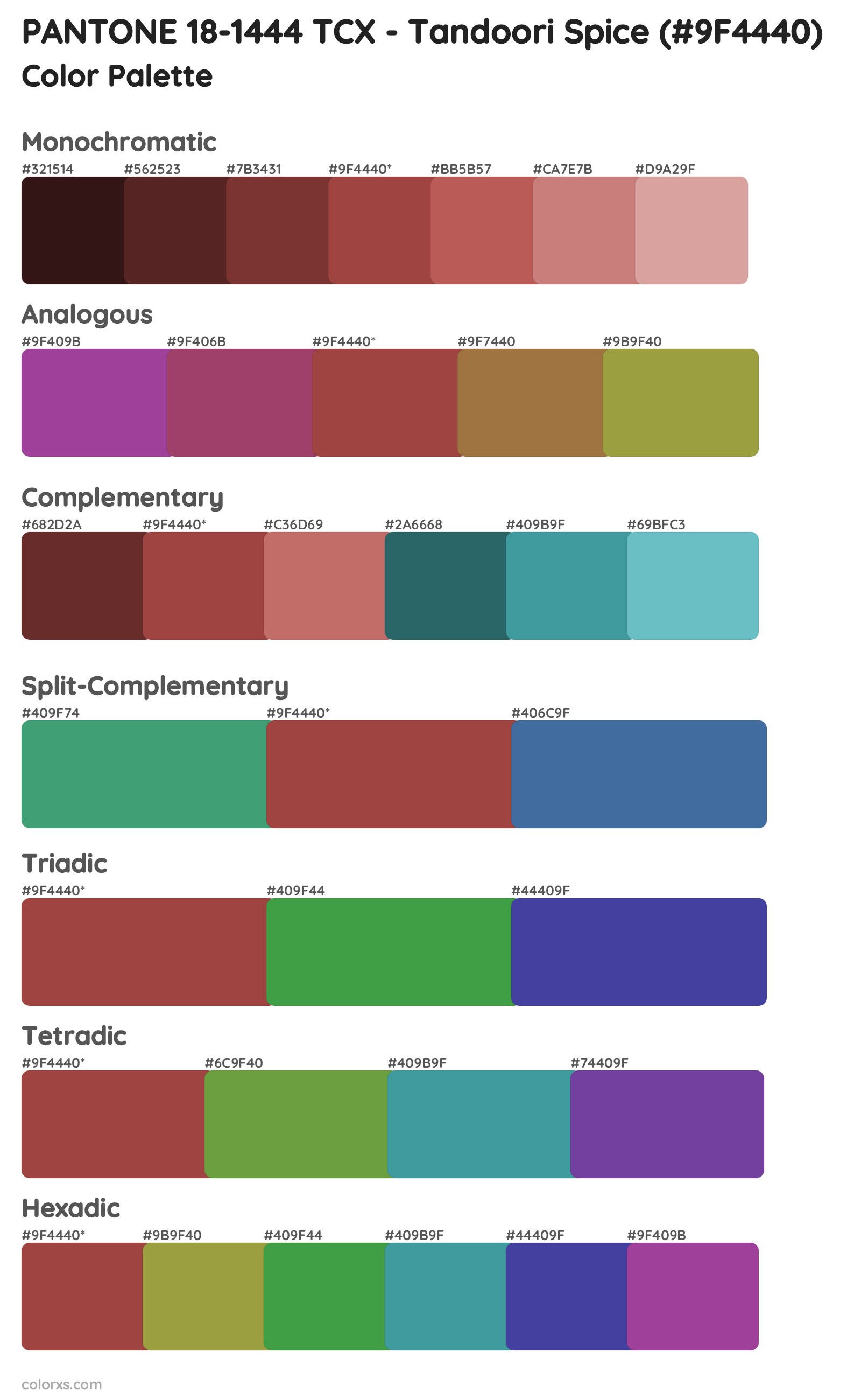 PANTONE 18-1444 TCX - Tandoori Spice Color Scheme Palettes
