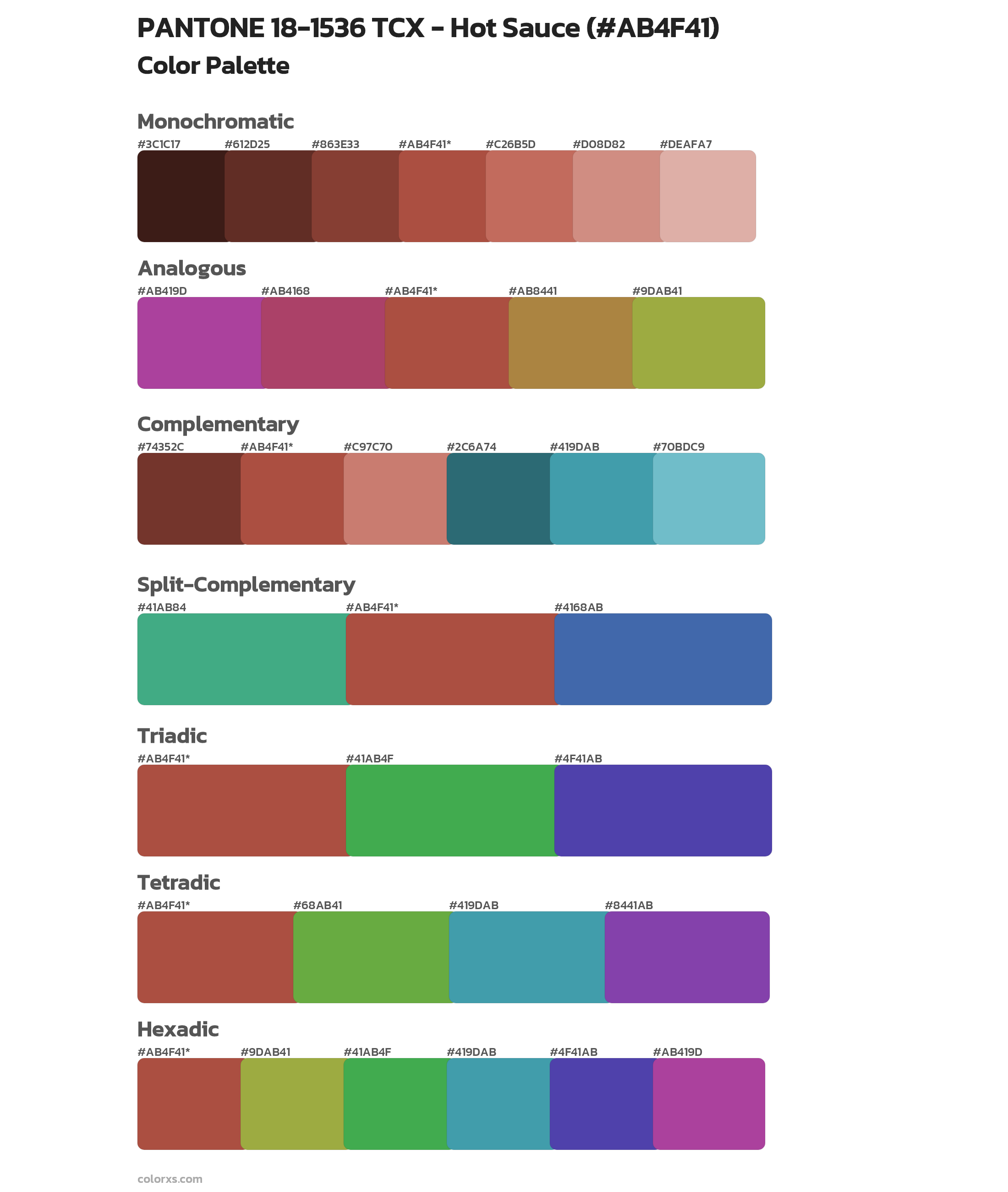 PANTONE 18-1536 TCX - Hot Sauce Color Scheme Palettes