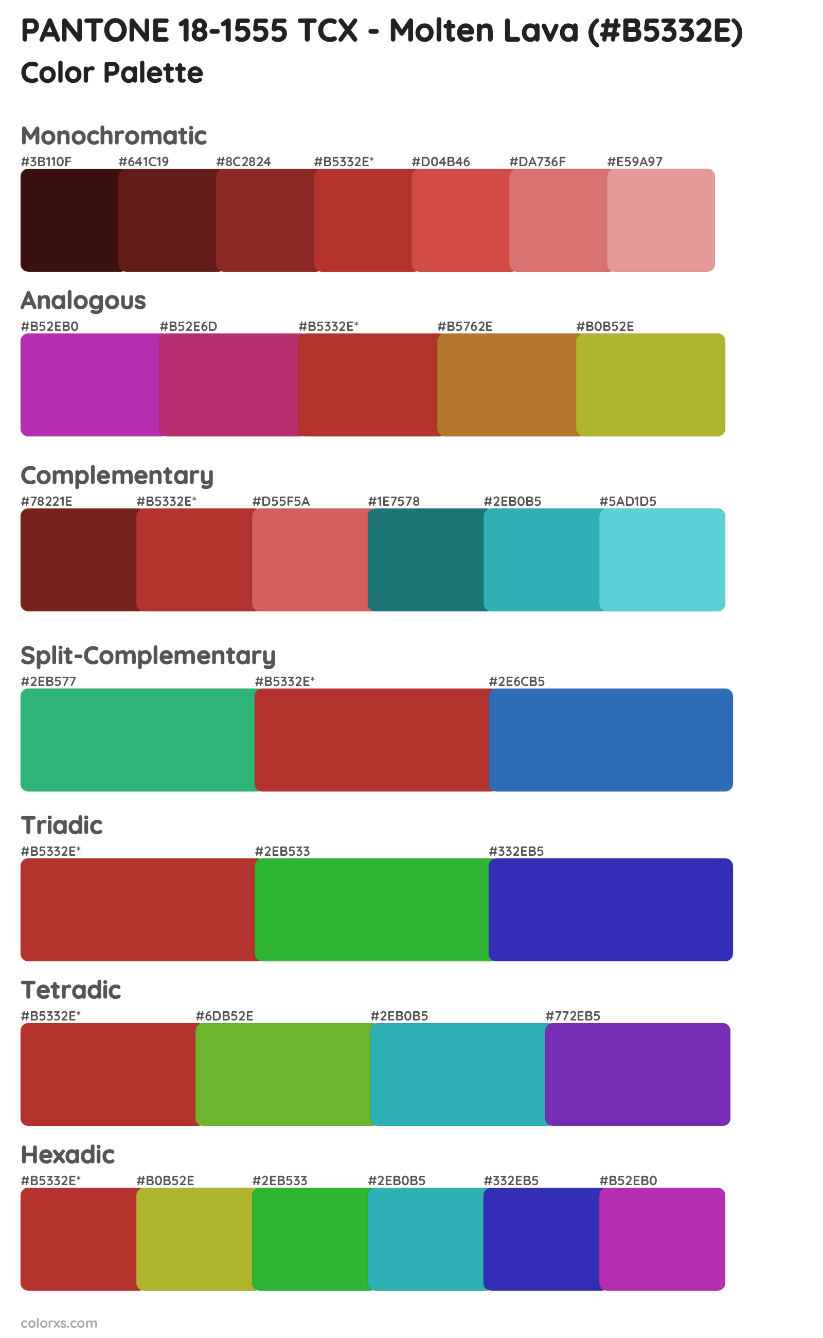 PANTONE 18-1555 TCX - Molten Lava Color Scheme Palettes