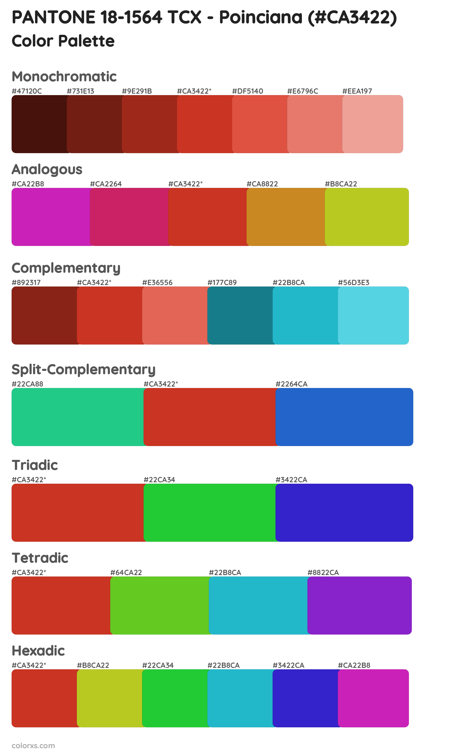PANTONE 18-1564 TCX - Poinciana Color Scheme Palettes