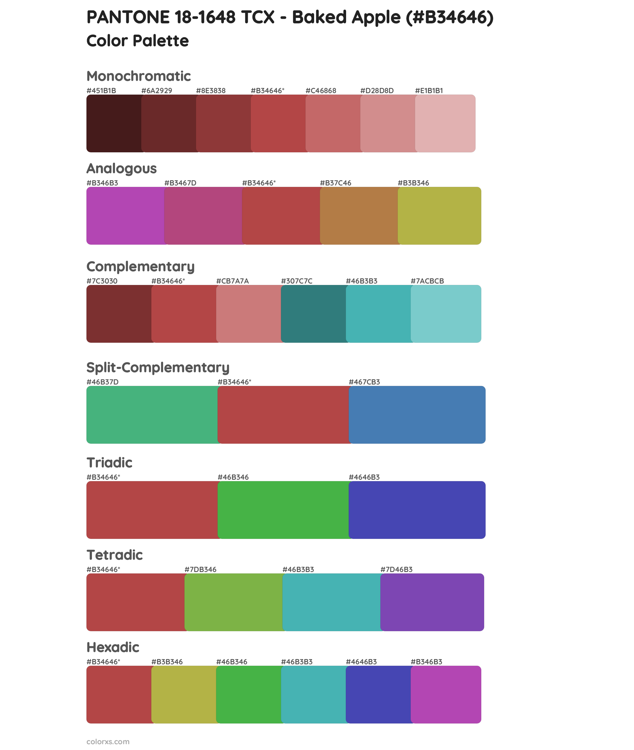 PANTONE 18-1648 TCX - Baked Apple Color Scheme Palettes