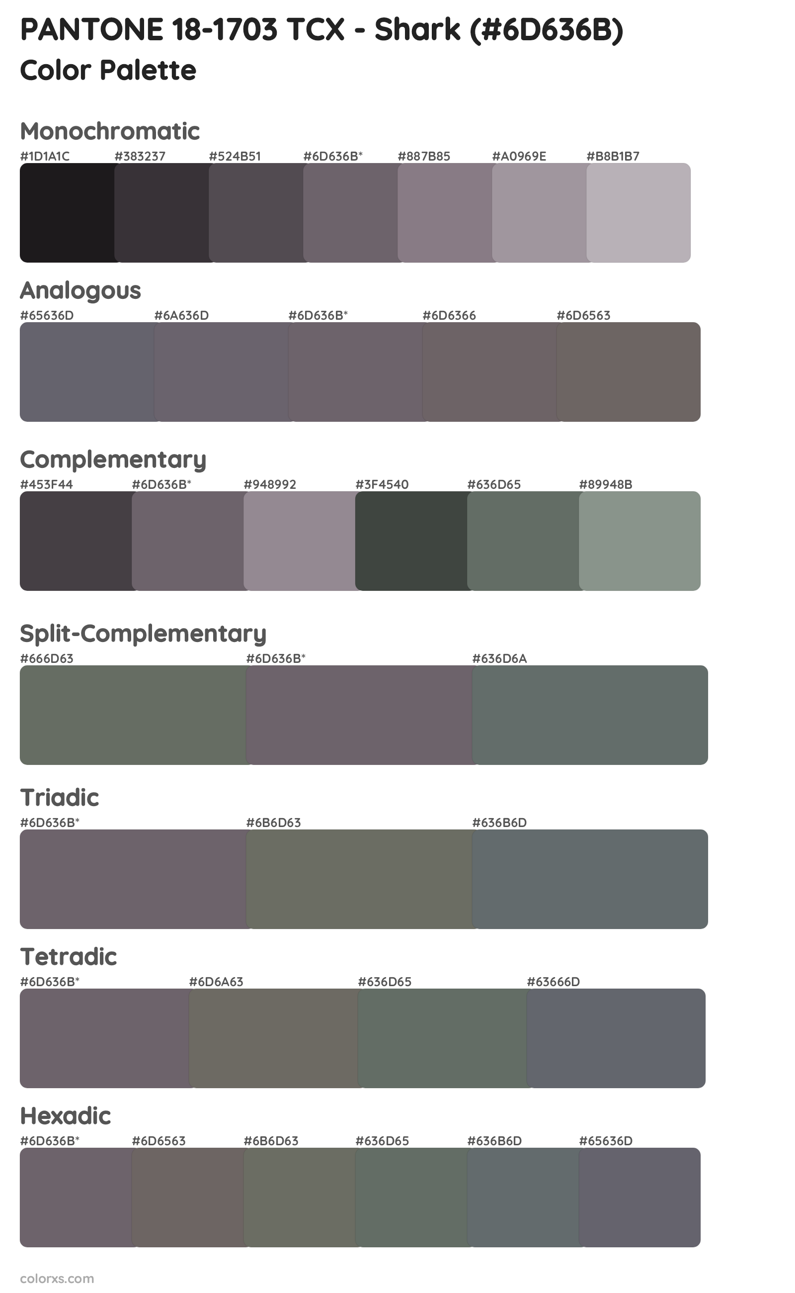 PANTONE 18-1703 TCX - Shark Color Scheme Palettes