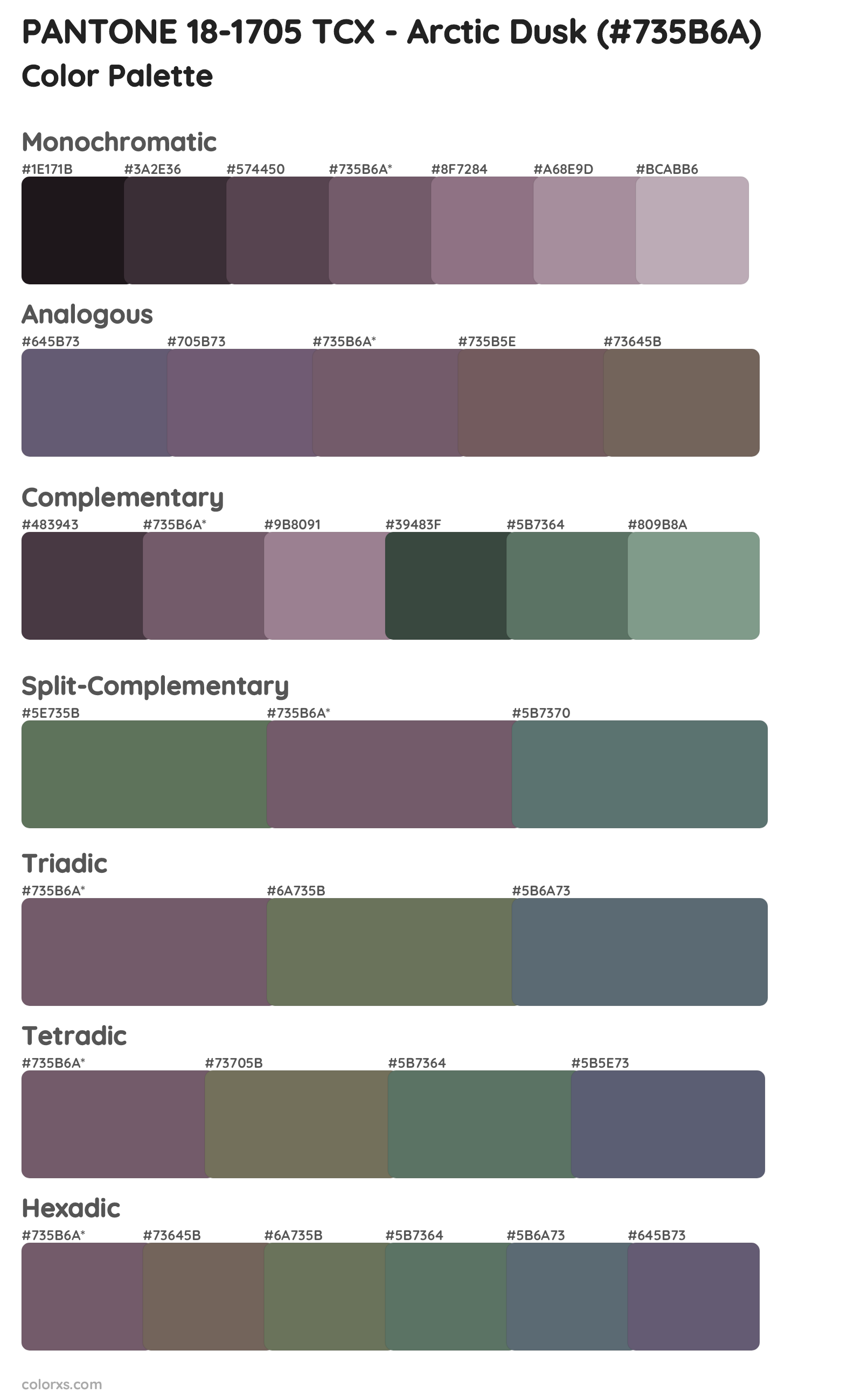 PANTONE 18-1705 TCX - Arctic Dusk Color Scheme Palettes