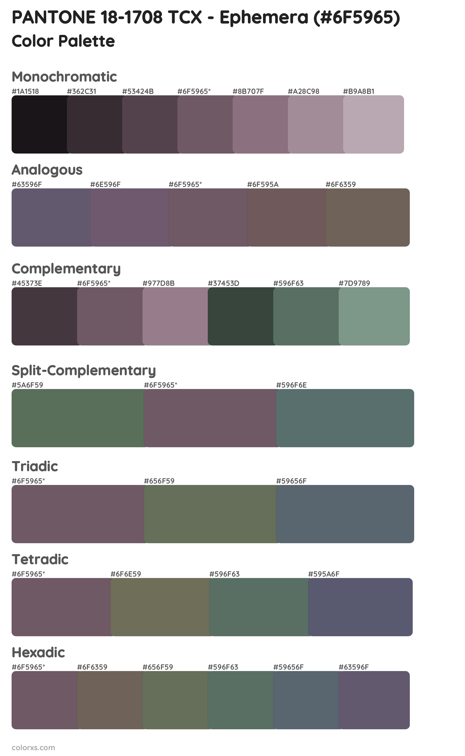 PANTONE 18-1708 TCX - Ephemera Color Scheme Palettes