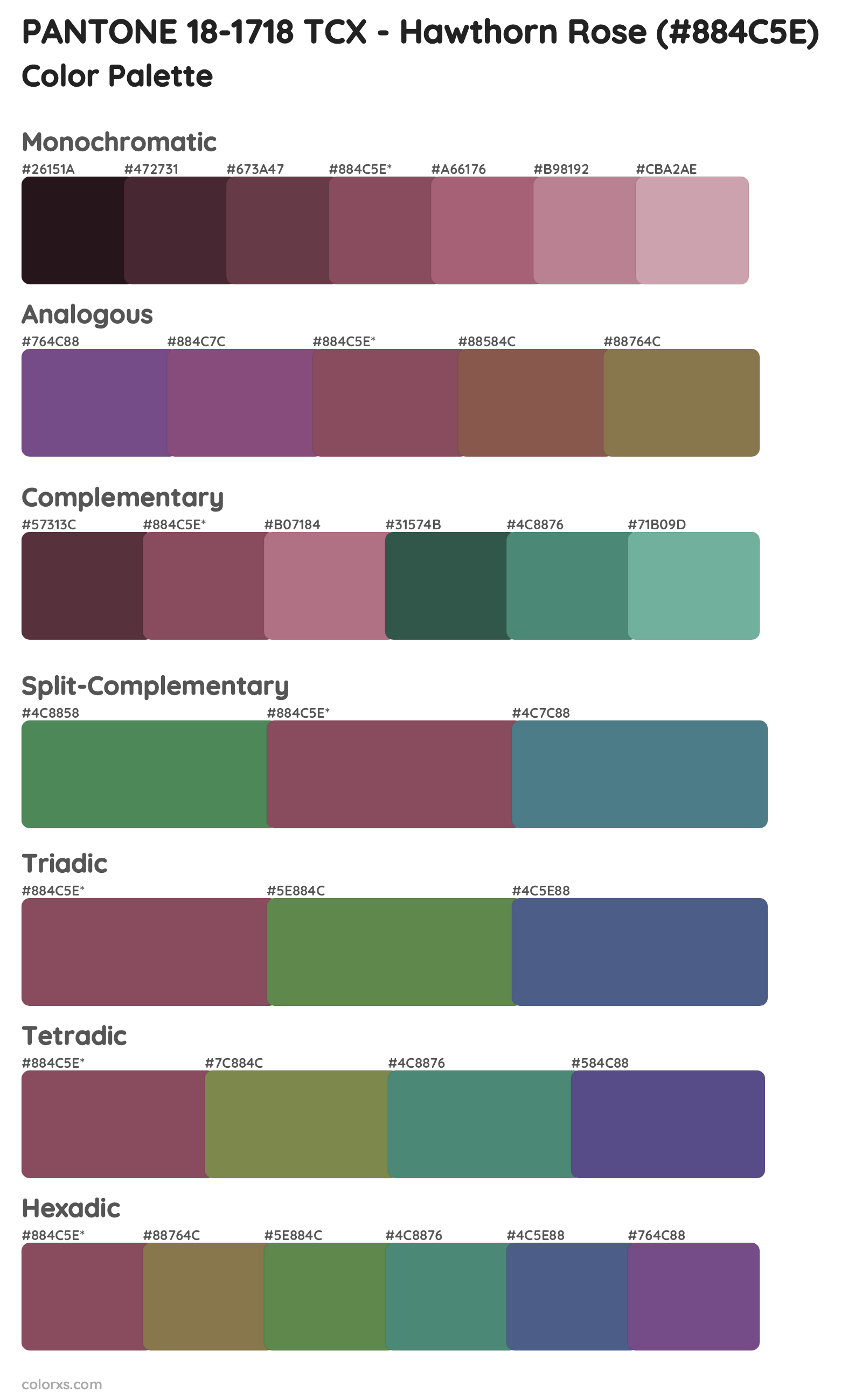 PANTONE 18-1718 TCX - Hawthorn Rose Color Scheme Palettes