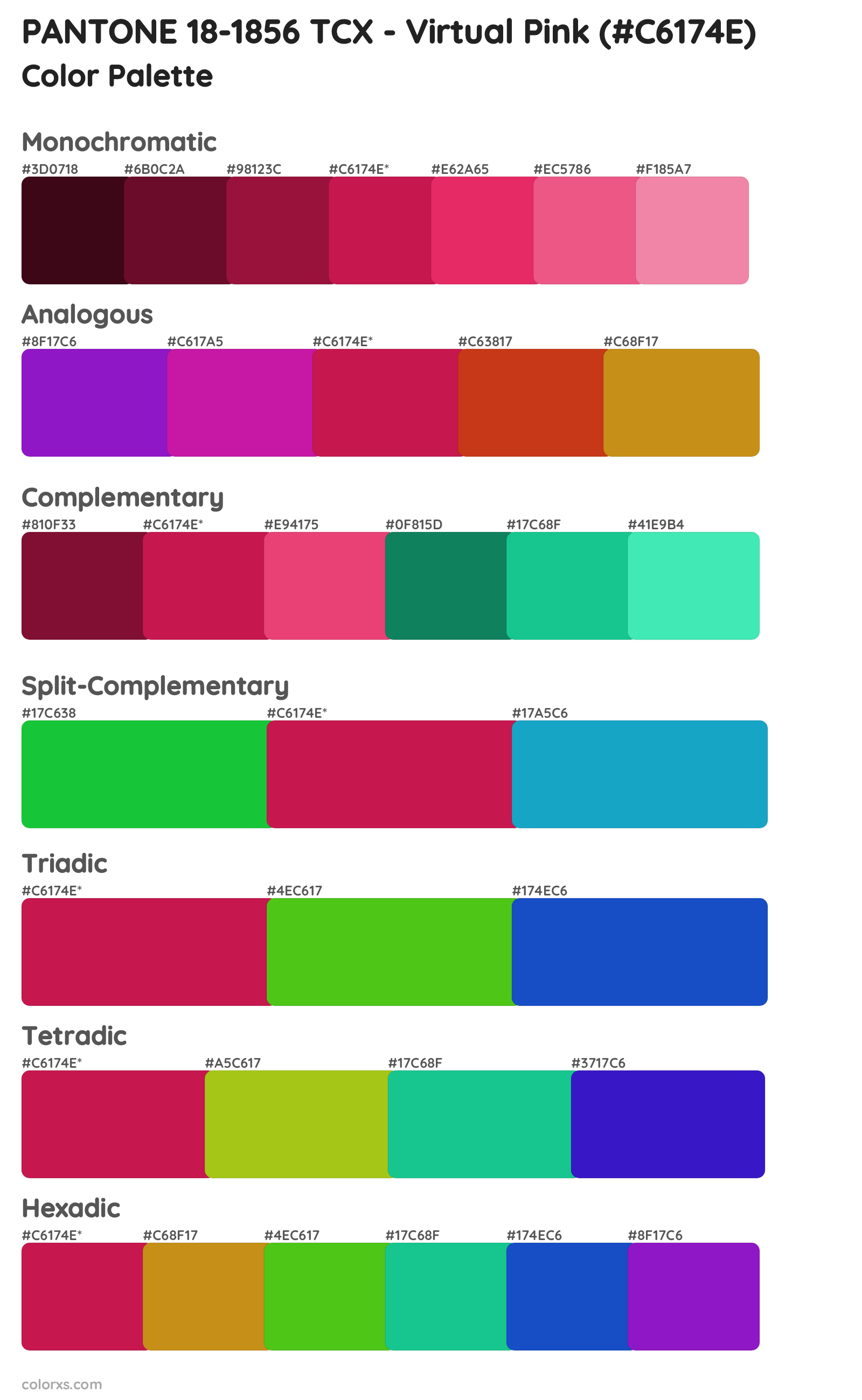 PANTONE 18-1856 TCX - Virtual Pink Color Scheme Palettes