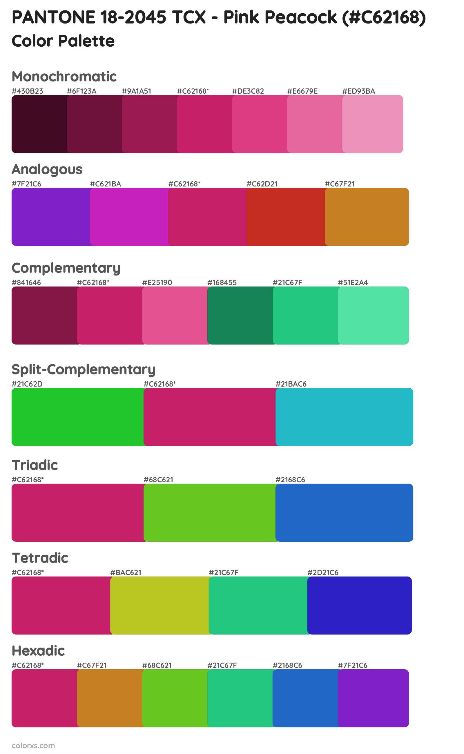 PANTONE 18-2045 TCX - Pink Peacock Color Scheme Palettes