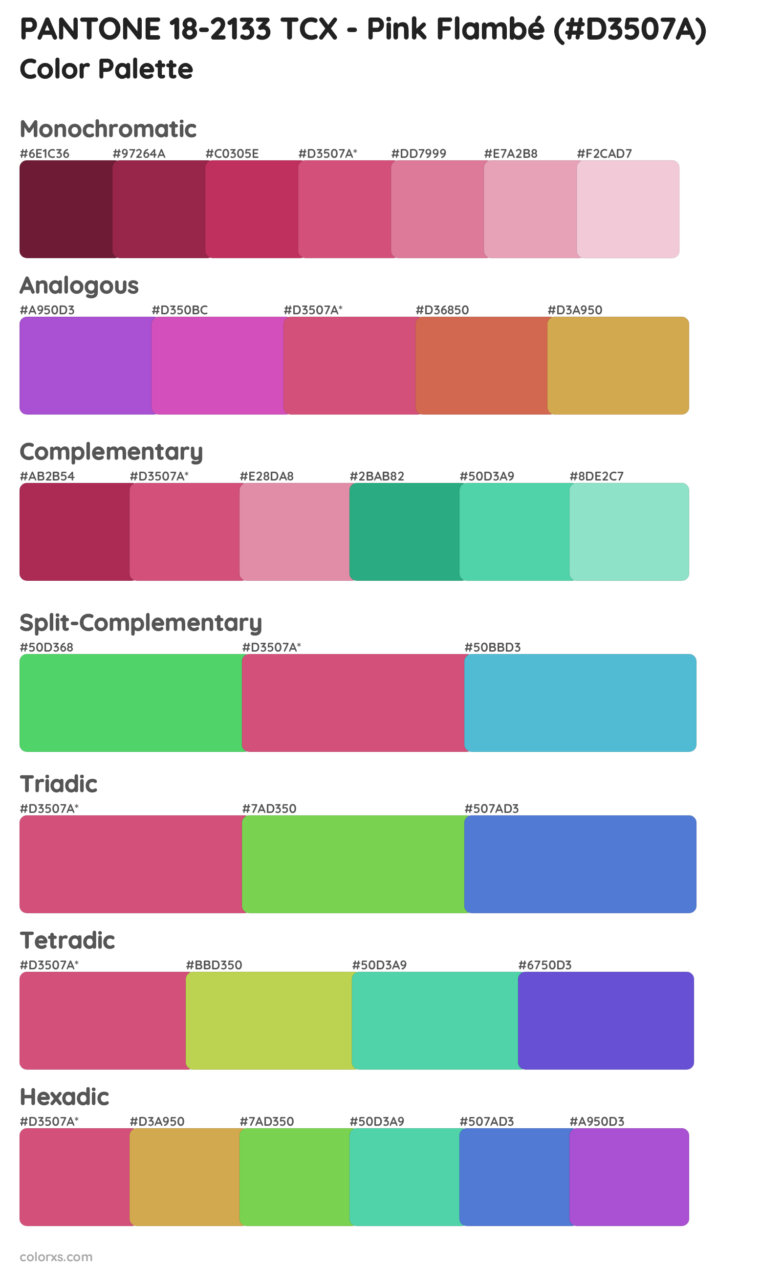 PANTONE 18-2133 TCX - Pink Flambé Color Scheme Palettes