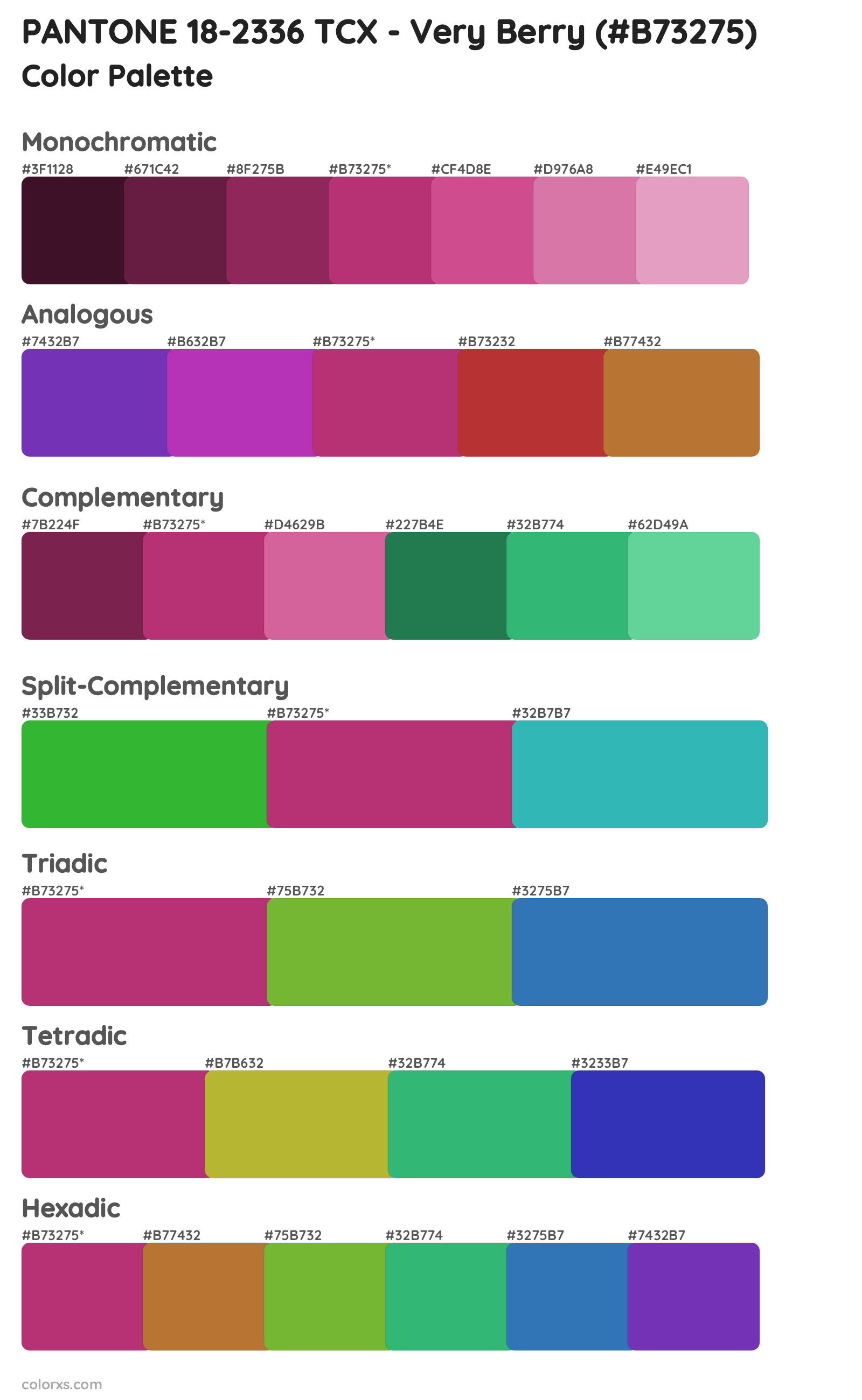 PANTONE 18-2336 TCX - Very Berry Color Scheme Palettes