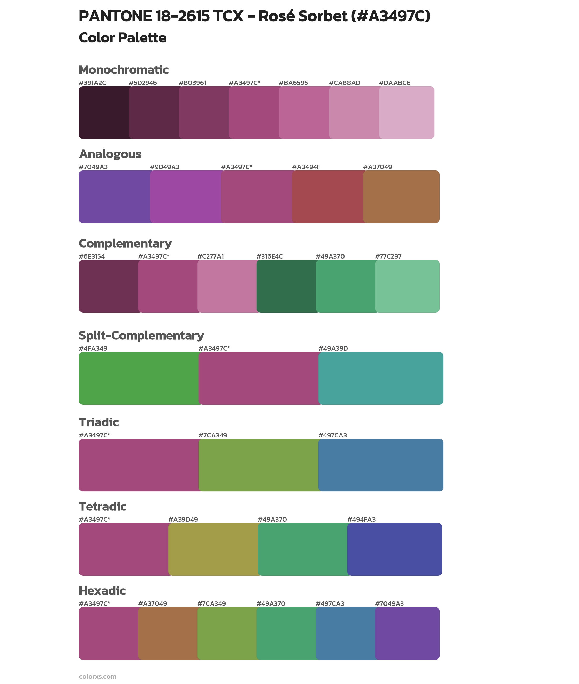 PANTONE 18-2615 TCX - Rosé Sorbet Color Scheme Palettes