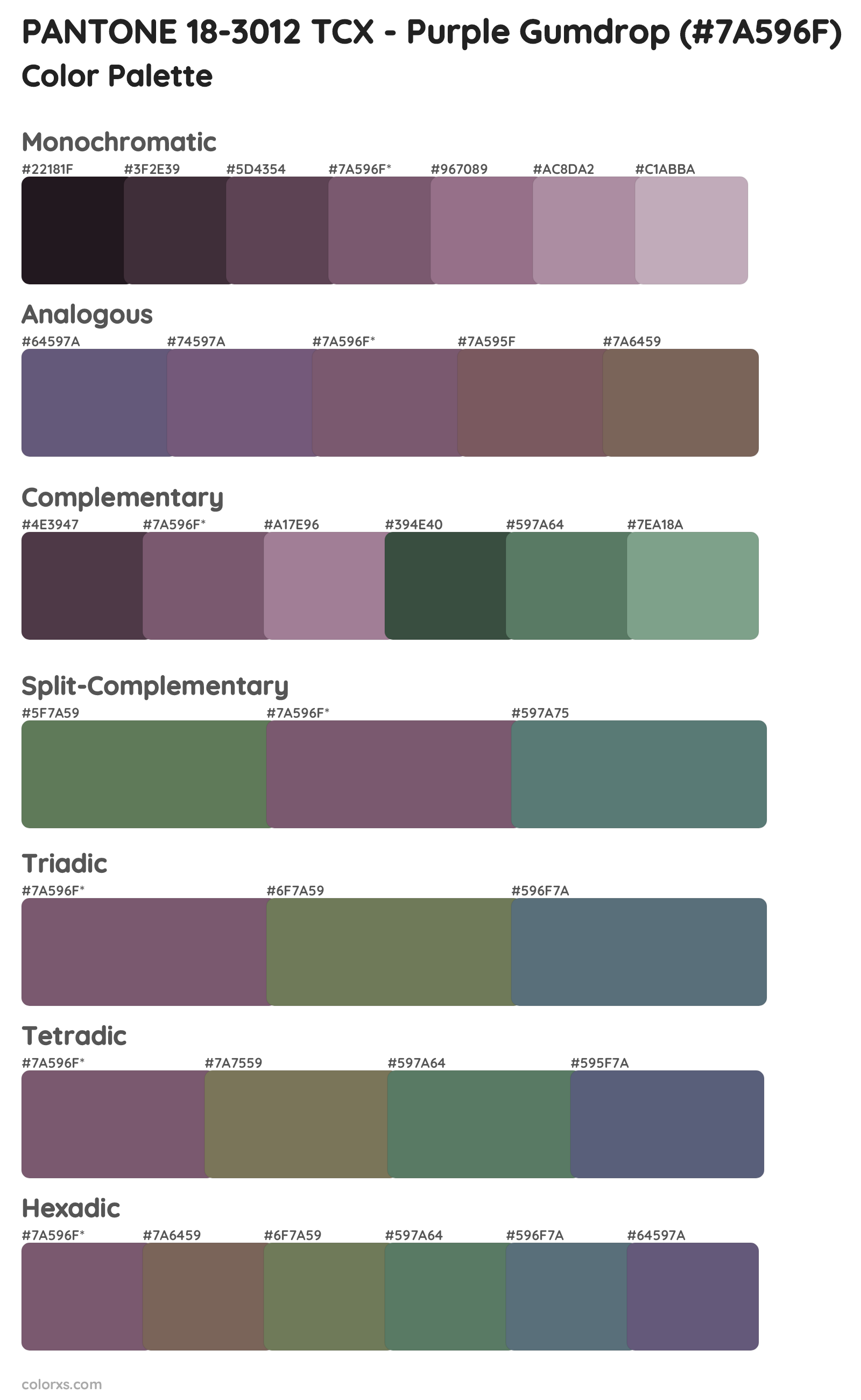 PANTONE 18-3012 TCX - Purple Gumdrop Color Scheme Palettes