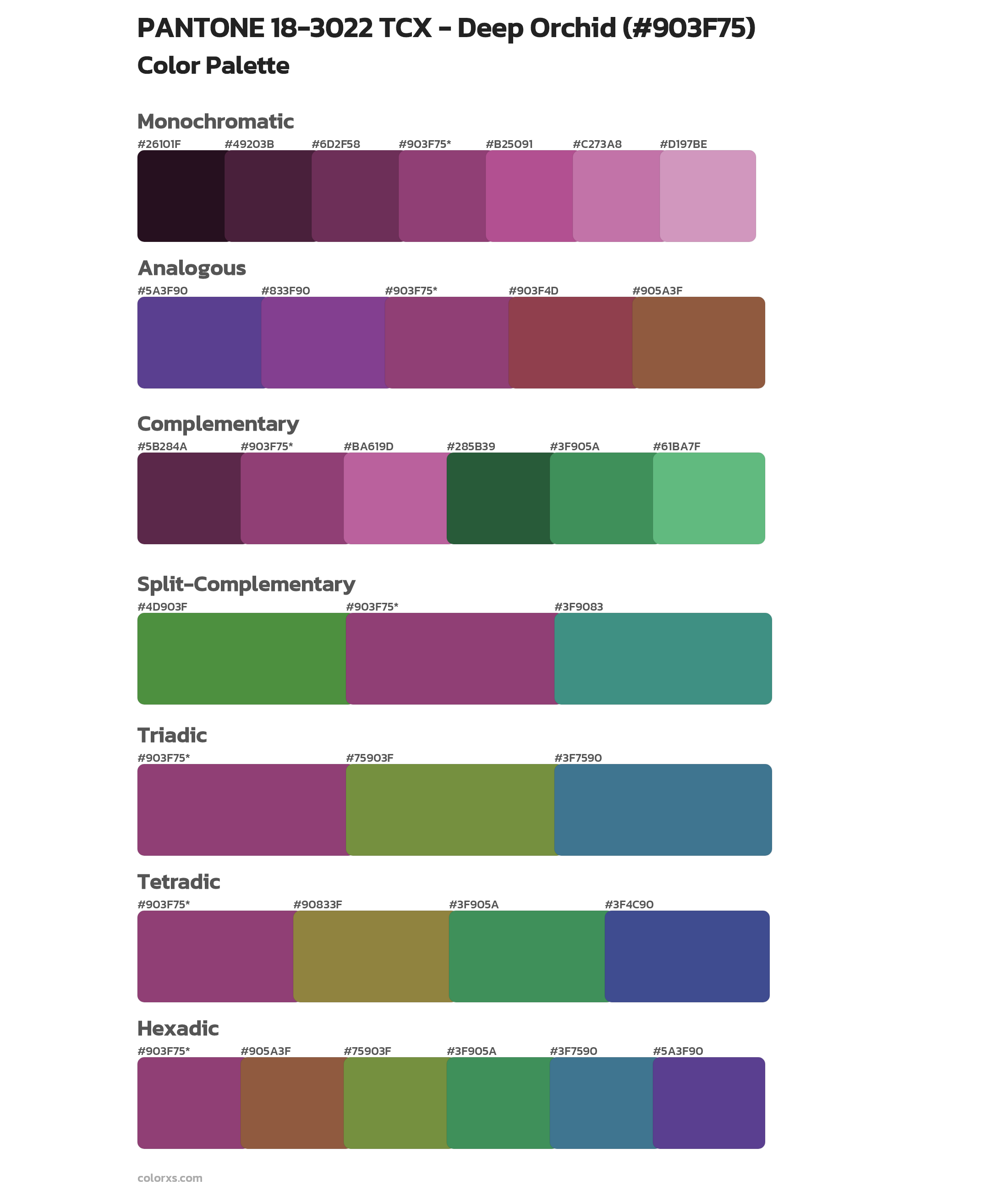 PANTONE 18-3022 TCX - Deep Orchid Color Scheme Palettes