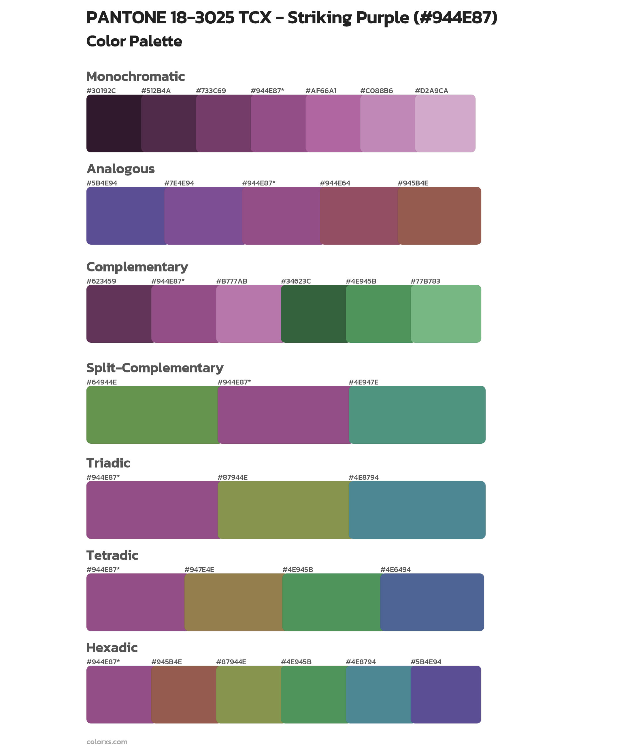 PANTONE 18-3025 TCX - Striking Purple Color Scheme Palettes