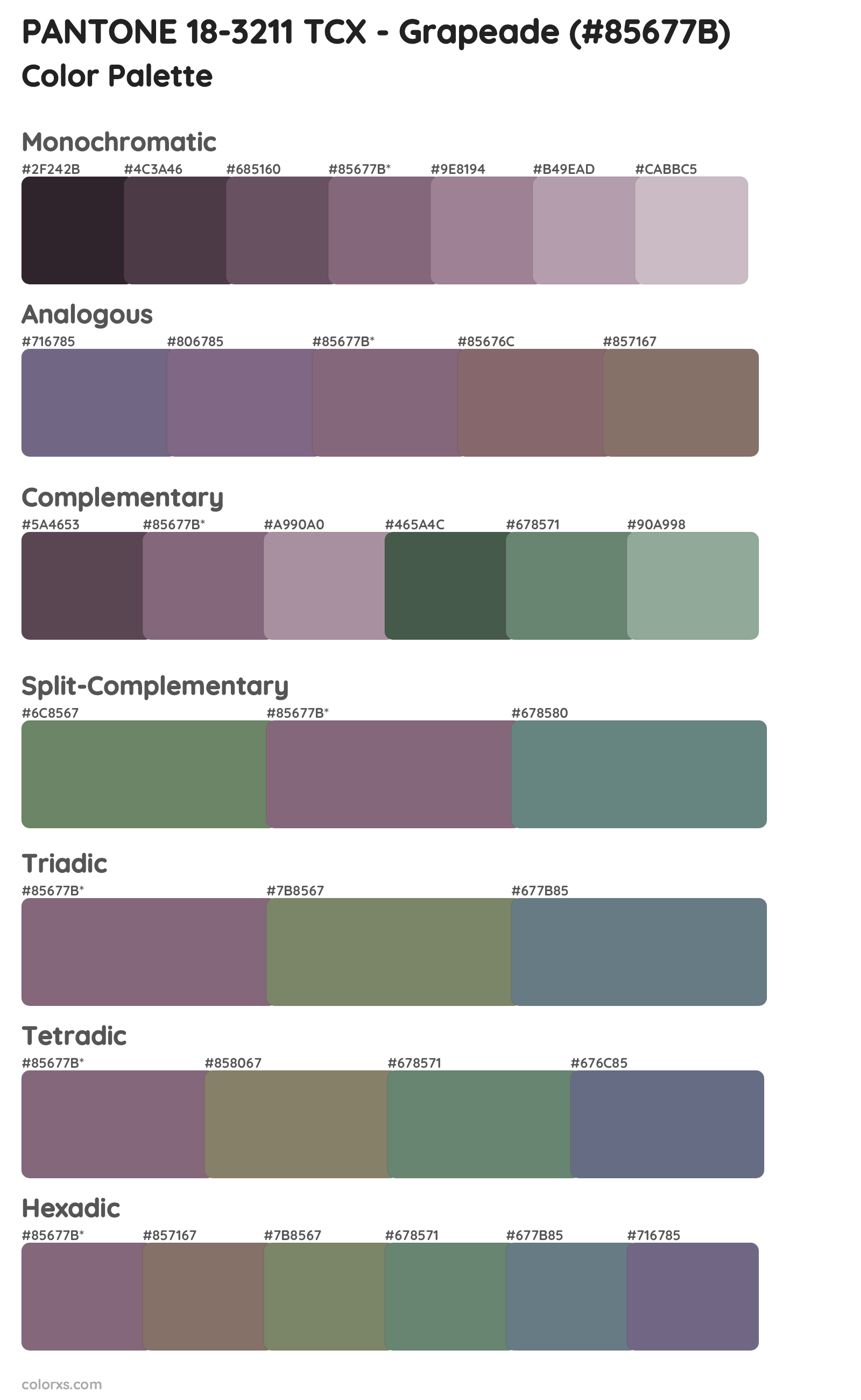 PANTONE 18-3211 TCX - Grapeade Color Scheme Palettes