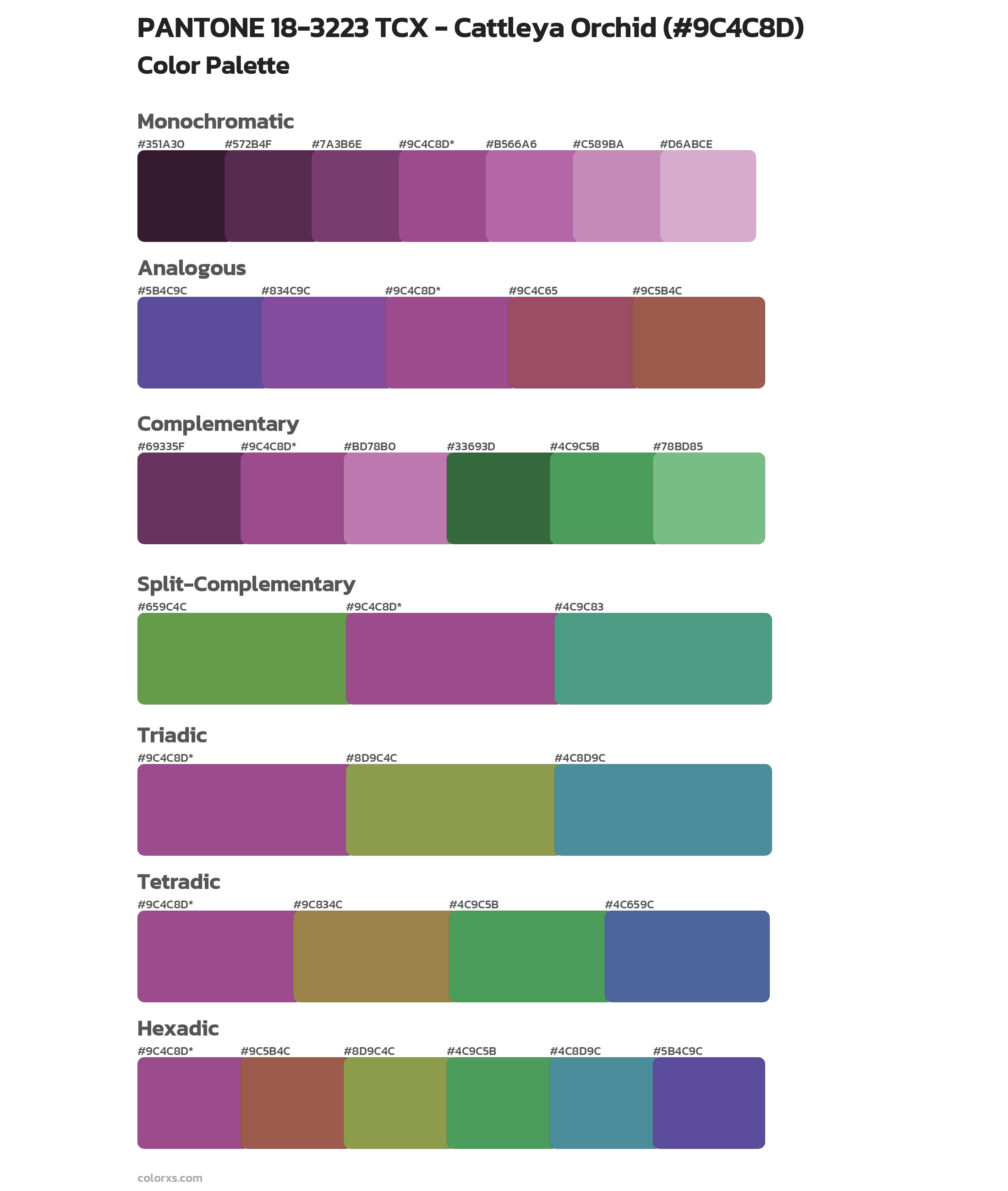 PANTONE 18-3223 TCX - Cattleya Orchid Color Scheme Palettes