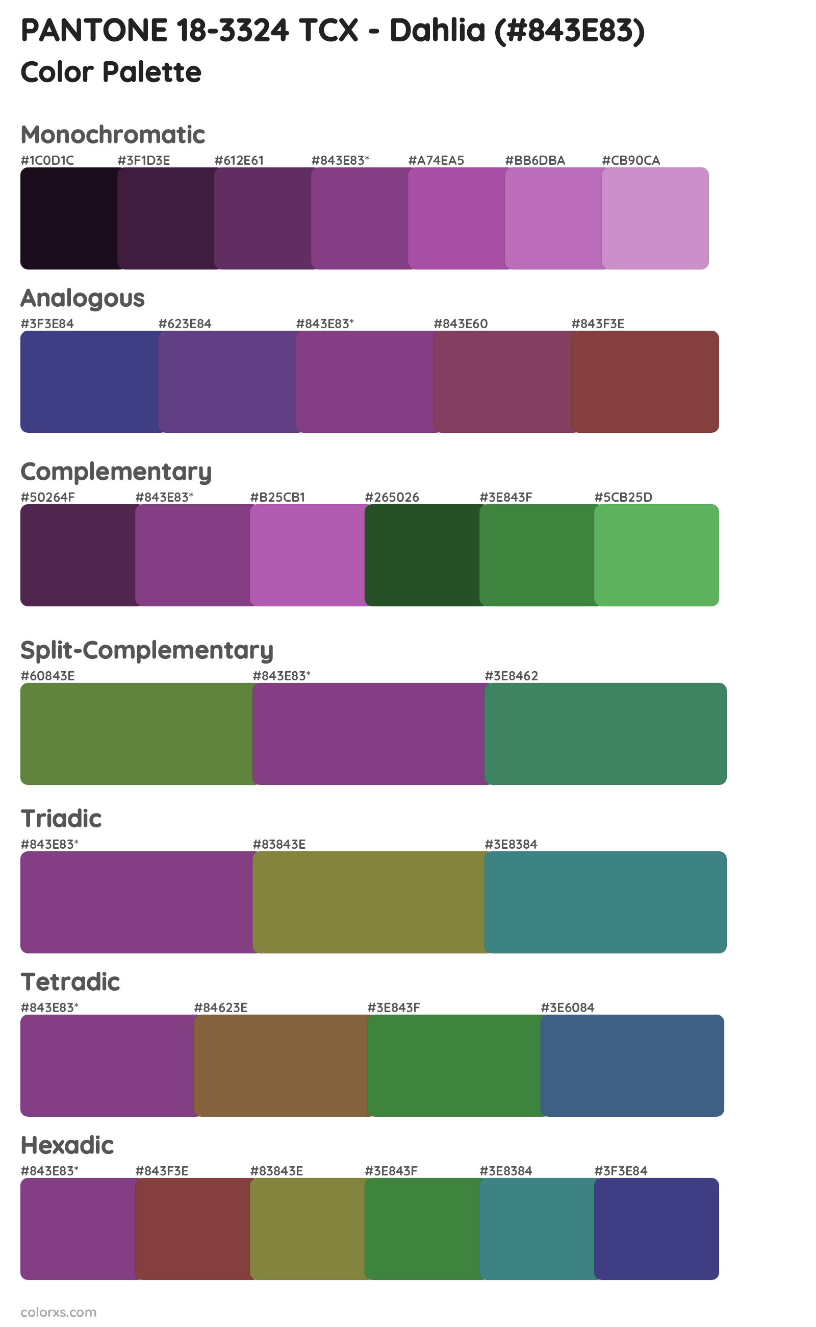 PANTONE 18-3324 TCX - Dahlia Color Scheme Palettes