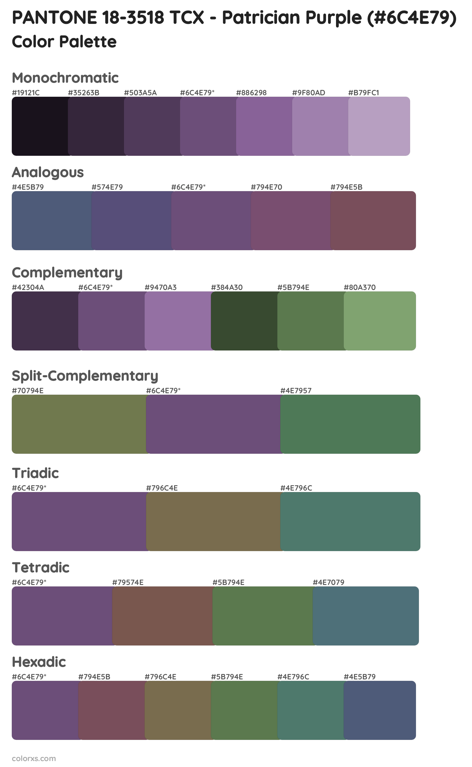 PANTONE 18-3518 TCX - Patrician Purple Color Scheme Palettes