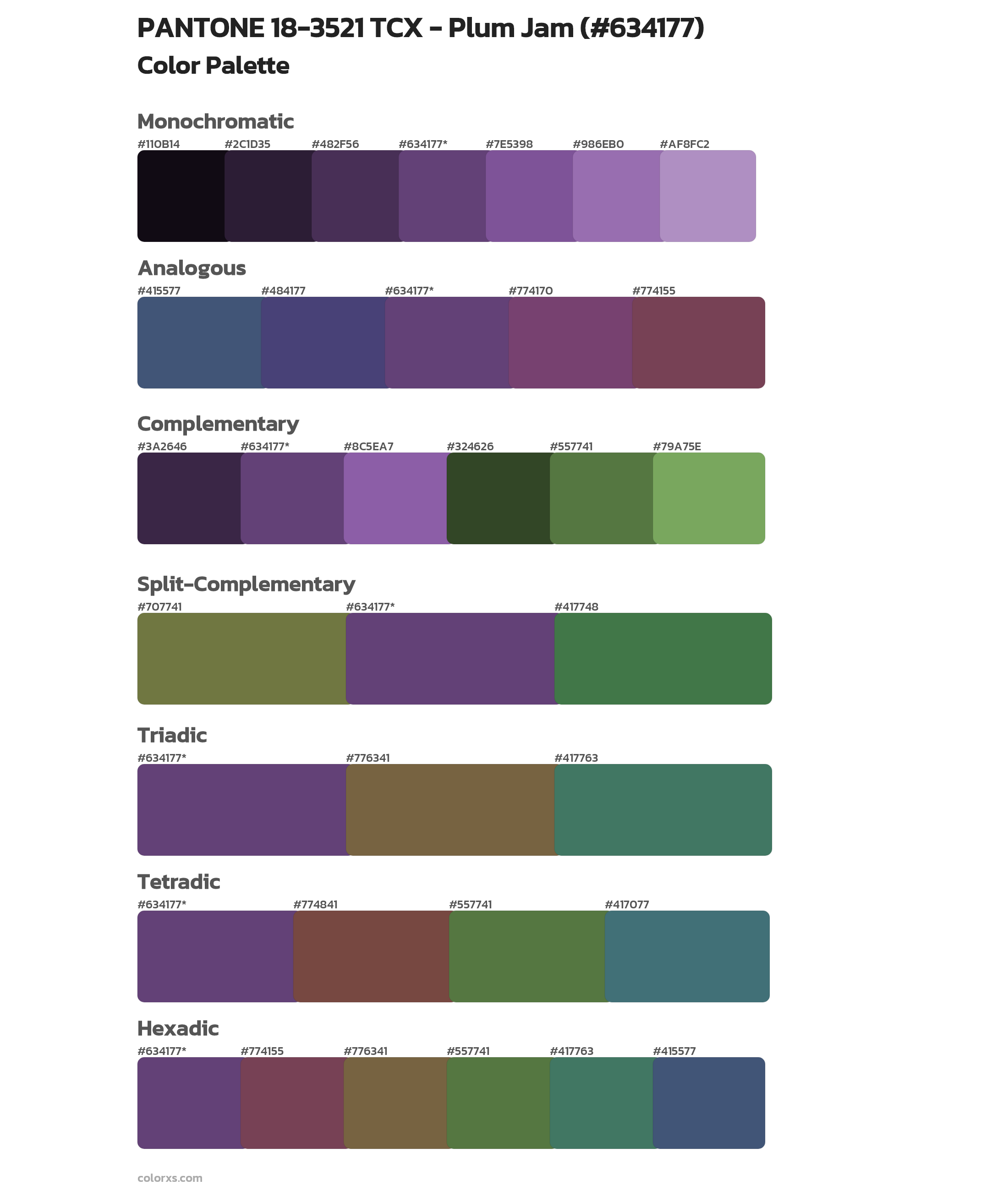 PANTONE 18-3521 TCX - Plum Jam Color Scheme Palettes