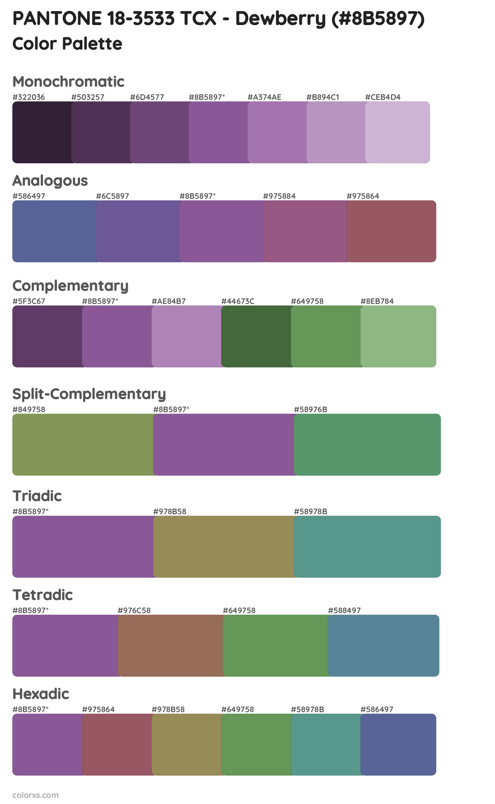 PANTONE 18-3533 TCX - Dewberry Color Scheme Palettes