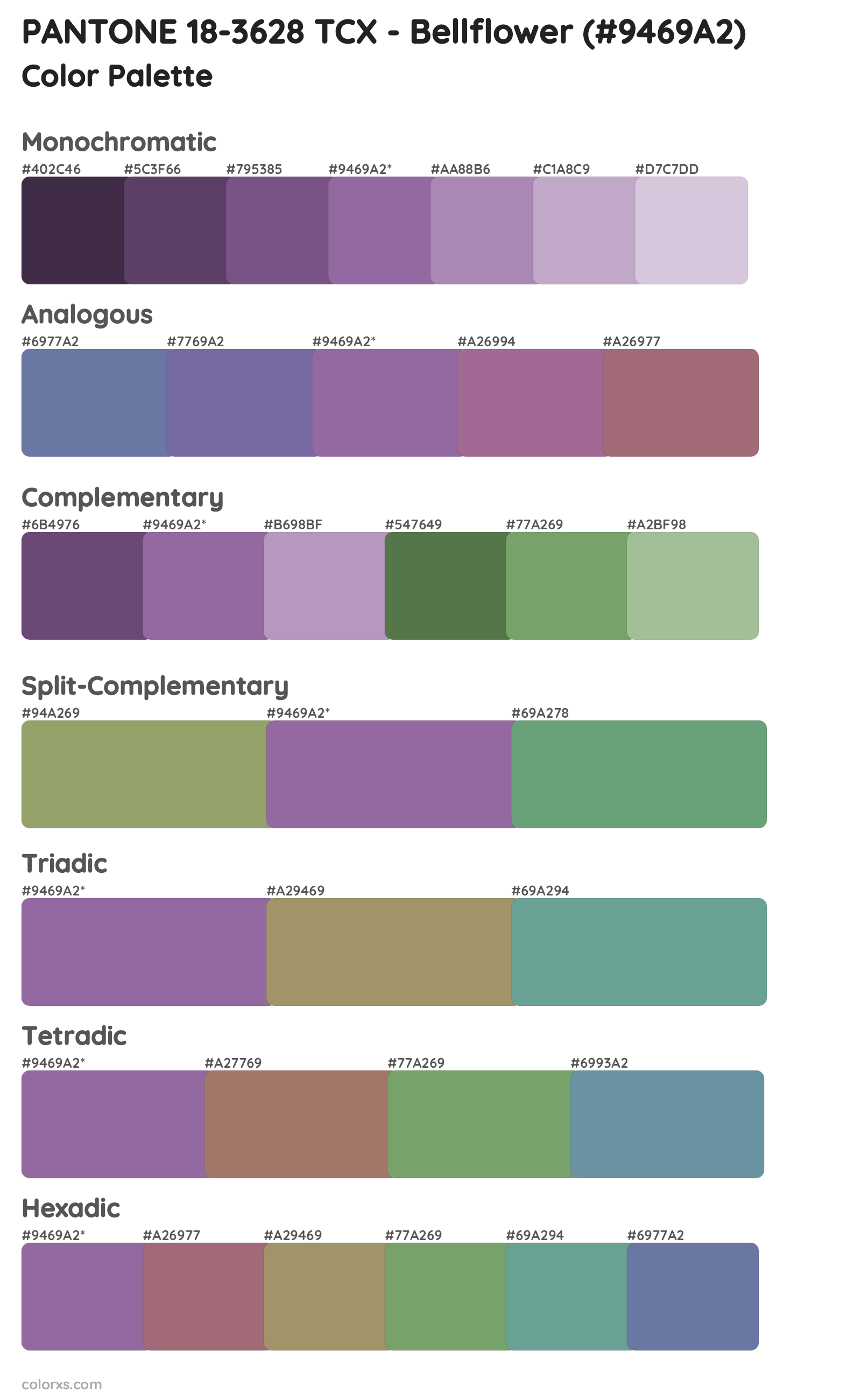 PANTONE 18-3628 TCX - Bellflower Color Scheme Palettes
