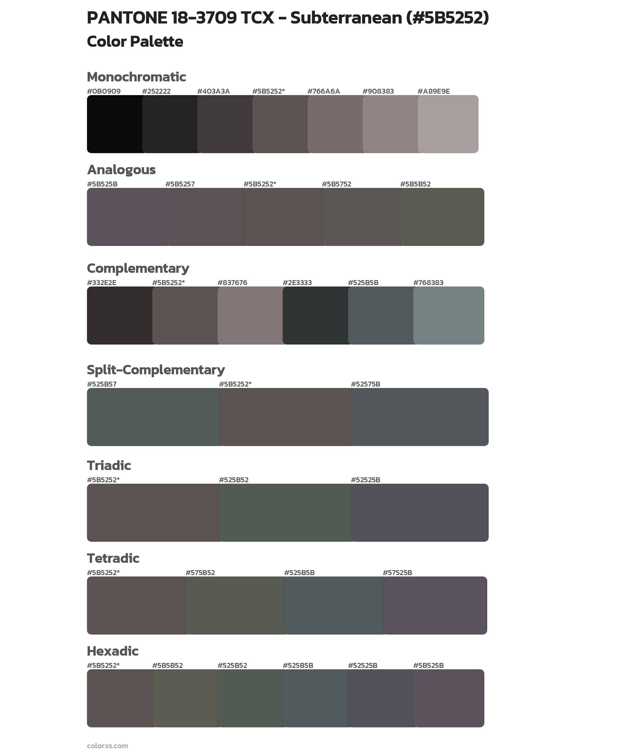 PANTONE 18-3709 TCX - Subterranean Color Scheme Palettes