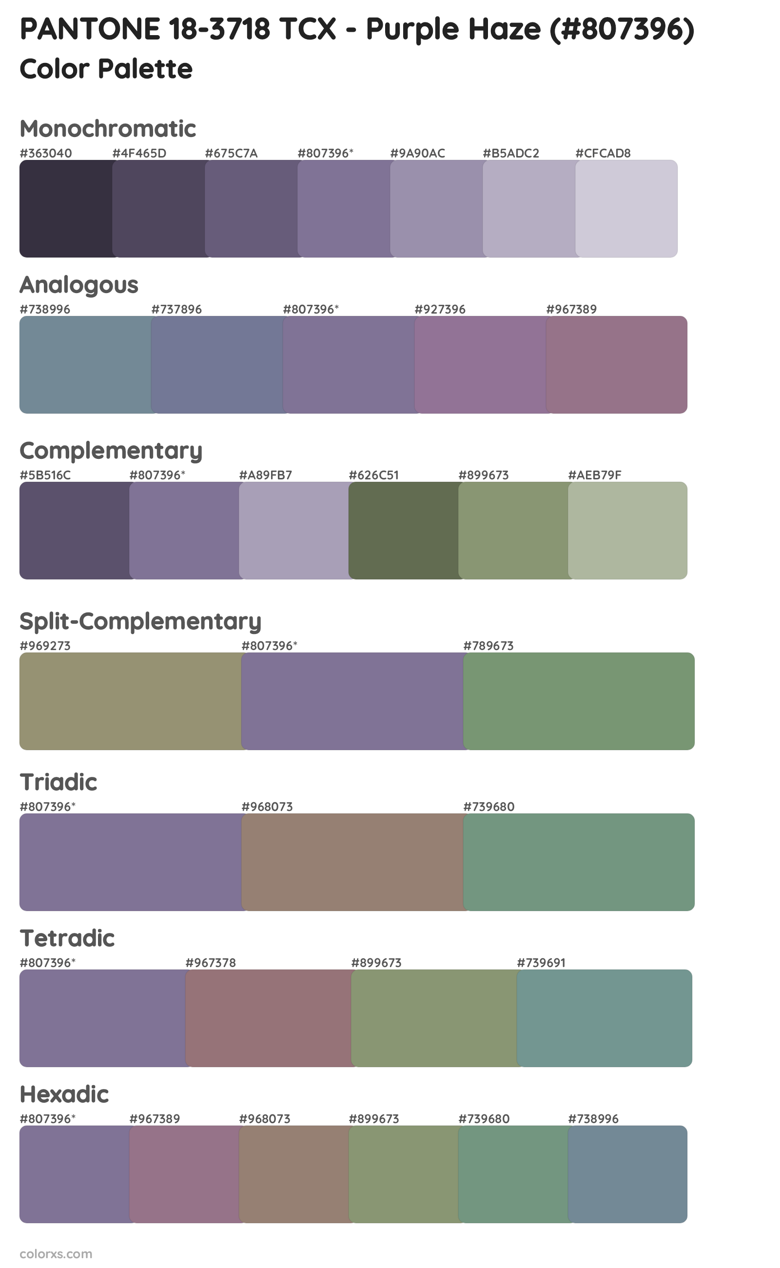 PANTONE 18-3718 TCX - Purple Haze Color Scheme Palettes