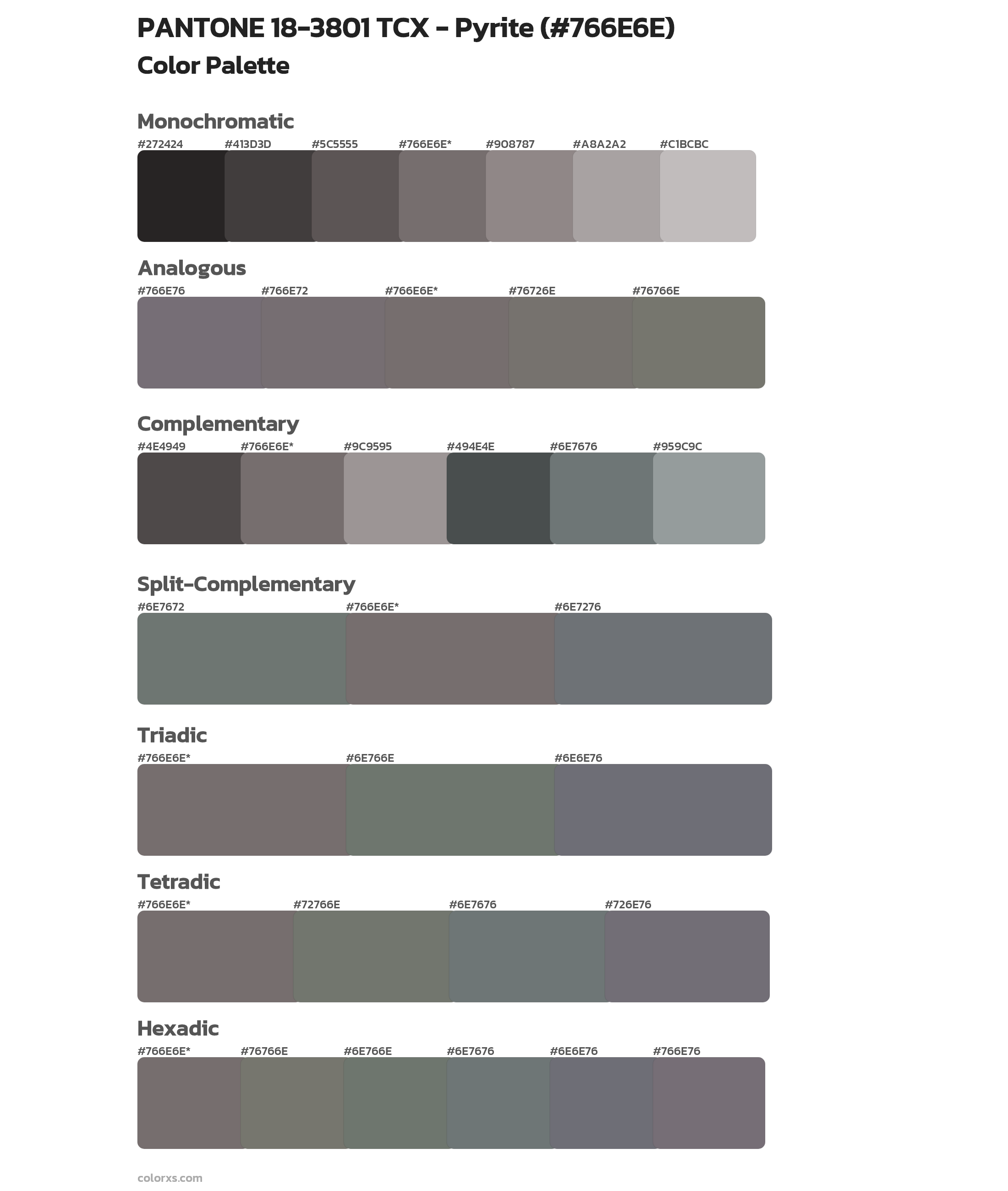 PANTONE 18-3801 TCX - Pyrite Color Scheme Palettes