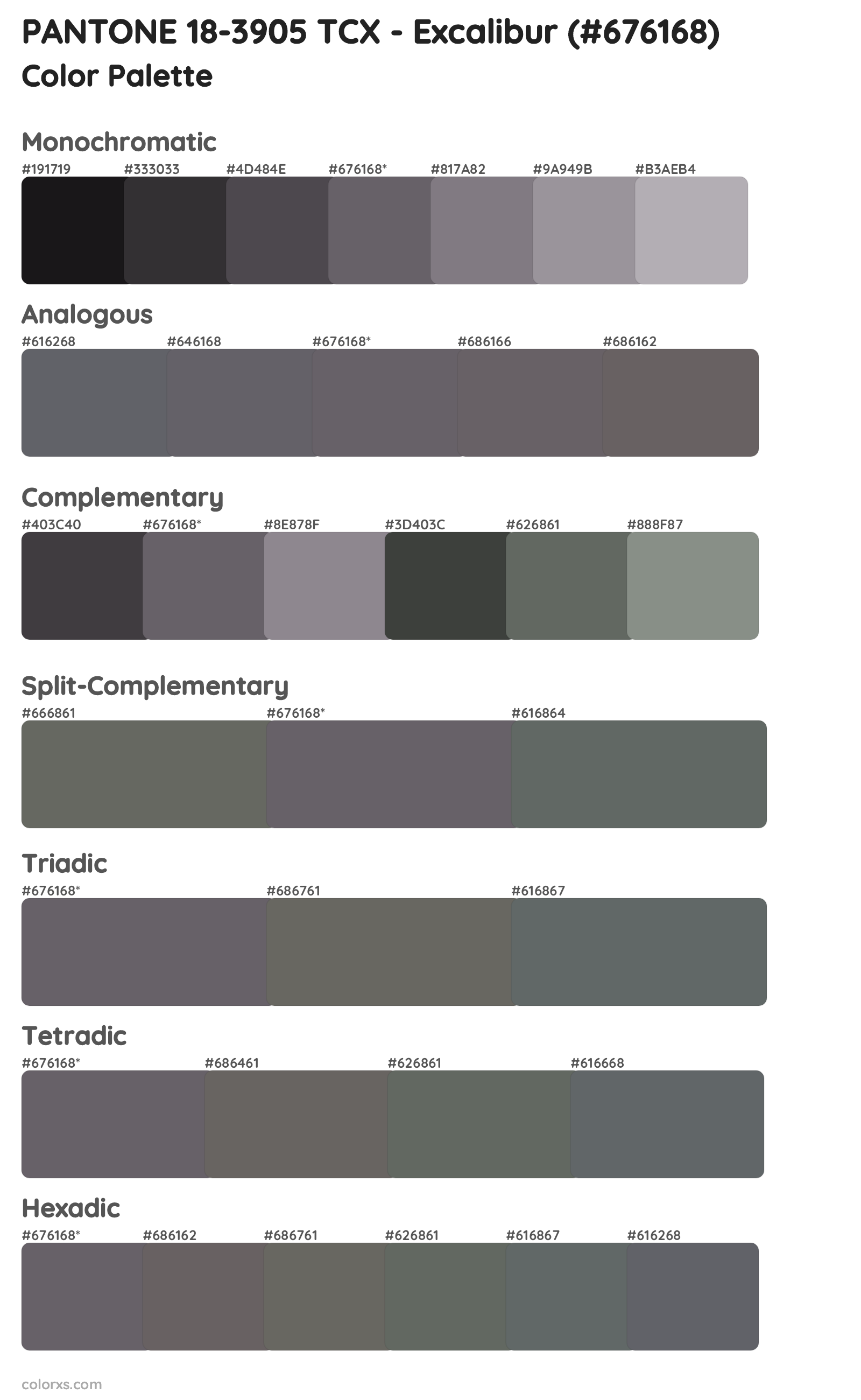 PANTONE 18-3905 TCX - Excalibur Color Scheme Palettes