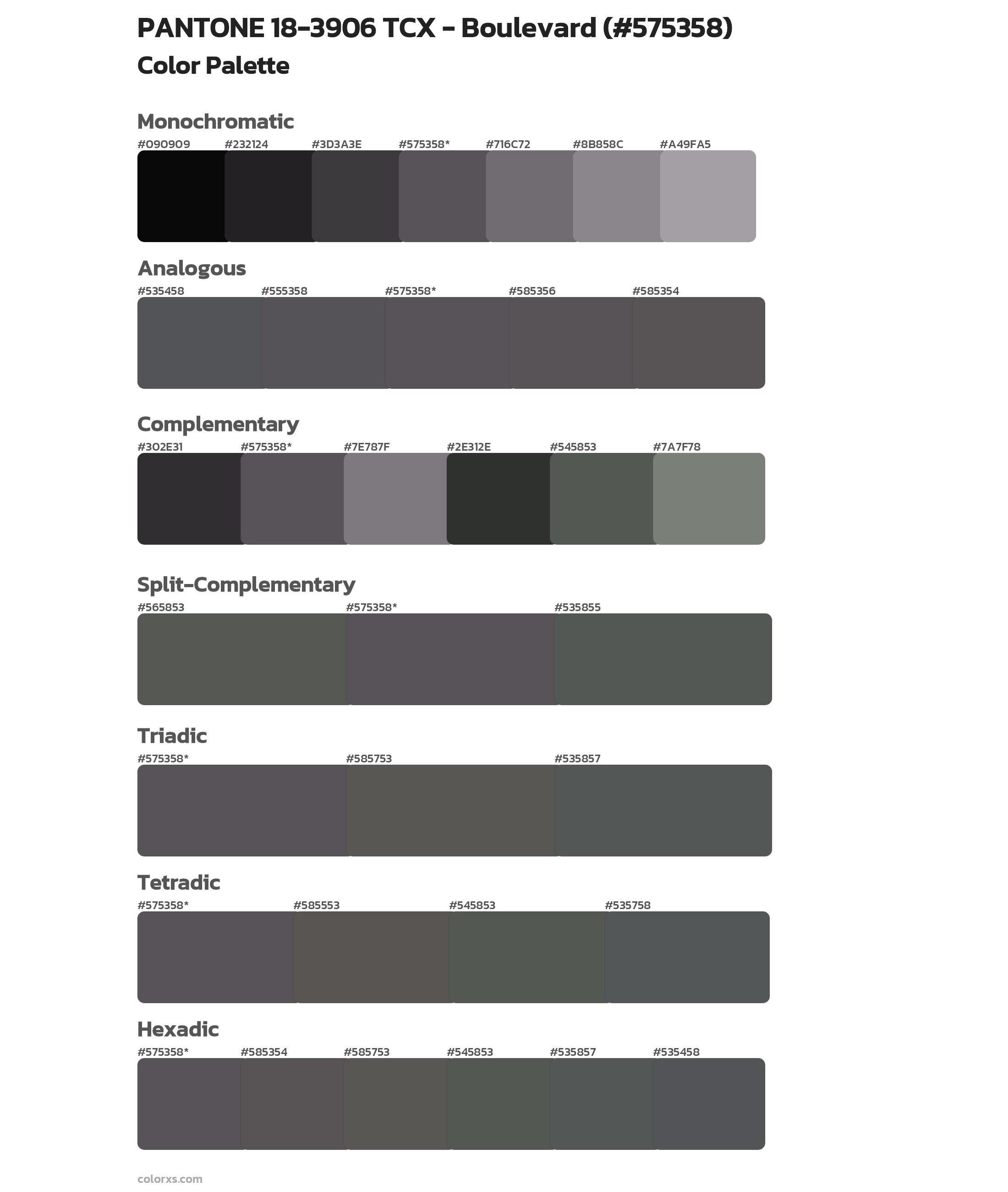 PANTONE 18-3906 TCX - Boulevard Color Scheme Palettes