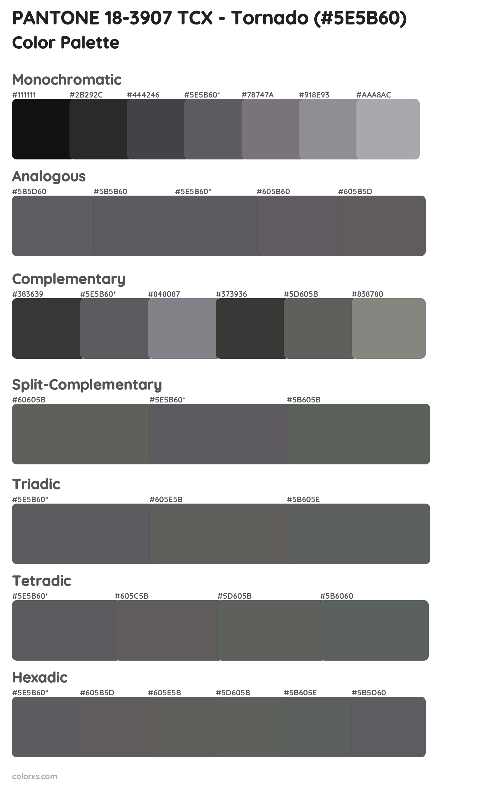 PANTONE 18-3907 TCX - Tornado Color Scheme Palettes