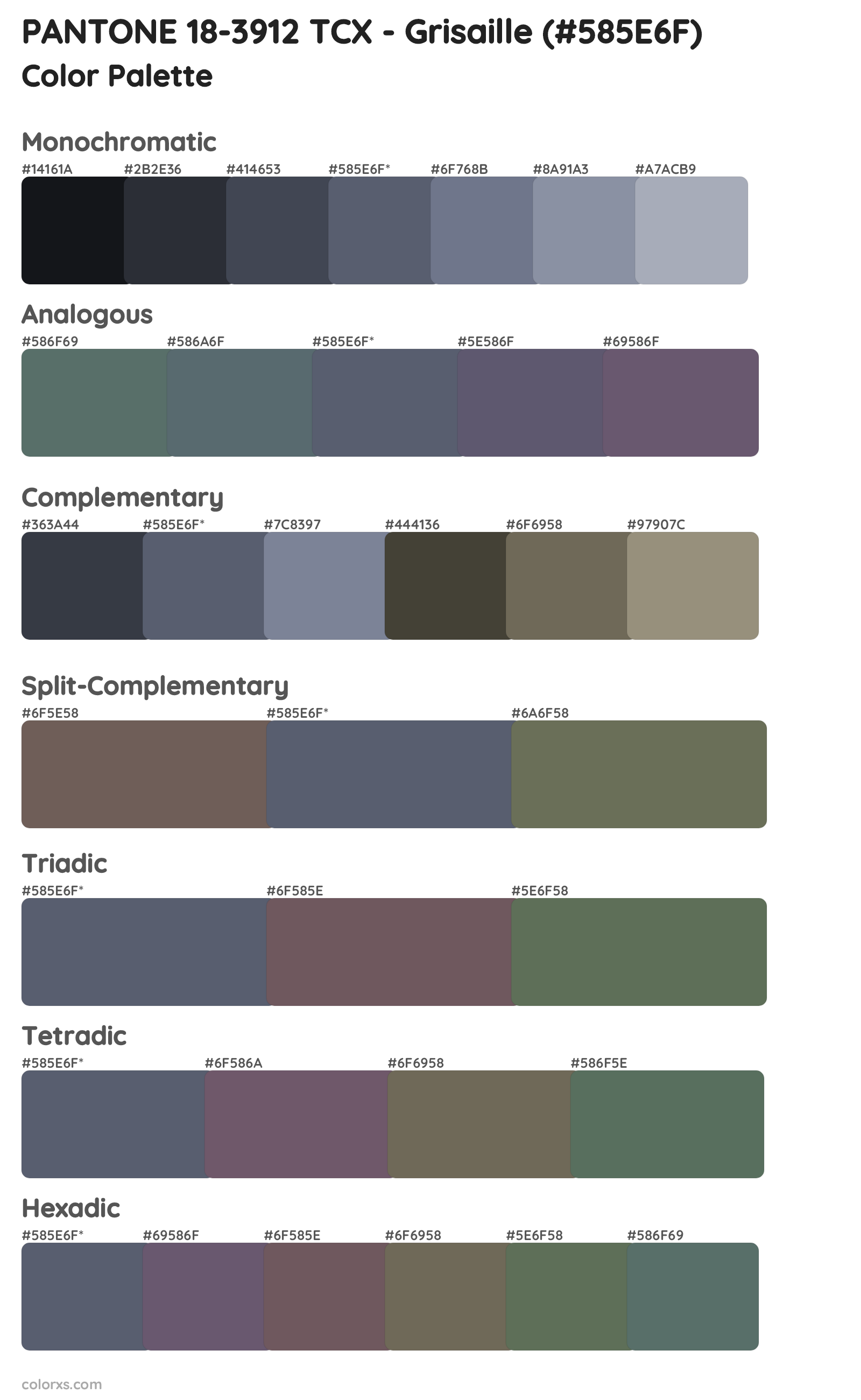 PANTONE 18-3912 TCX - Grisaille Color Scheme Palettes