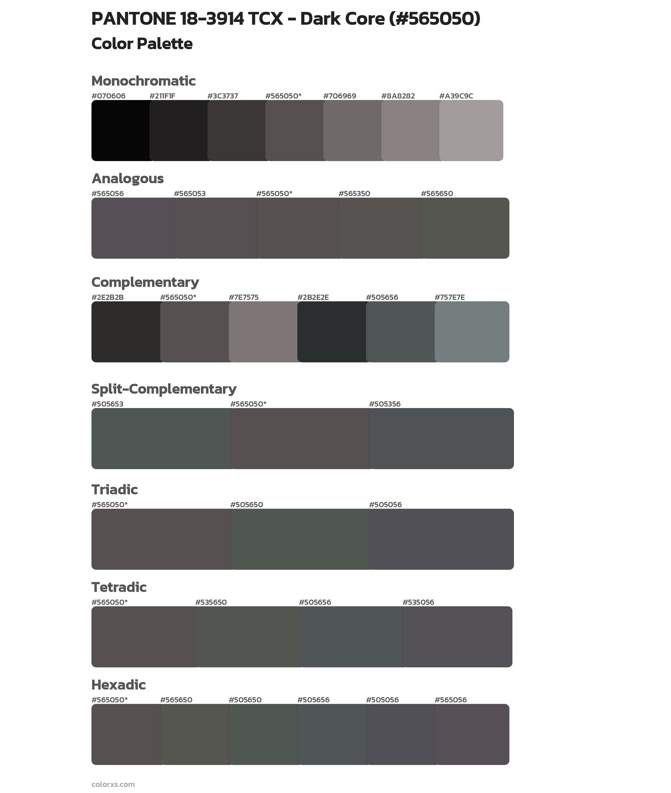 PANTONE 18-3914 TCX - Dark Core Color Scheme Palettes