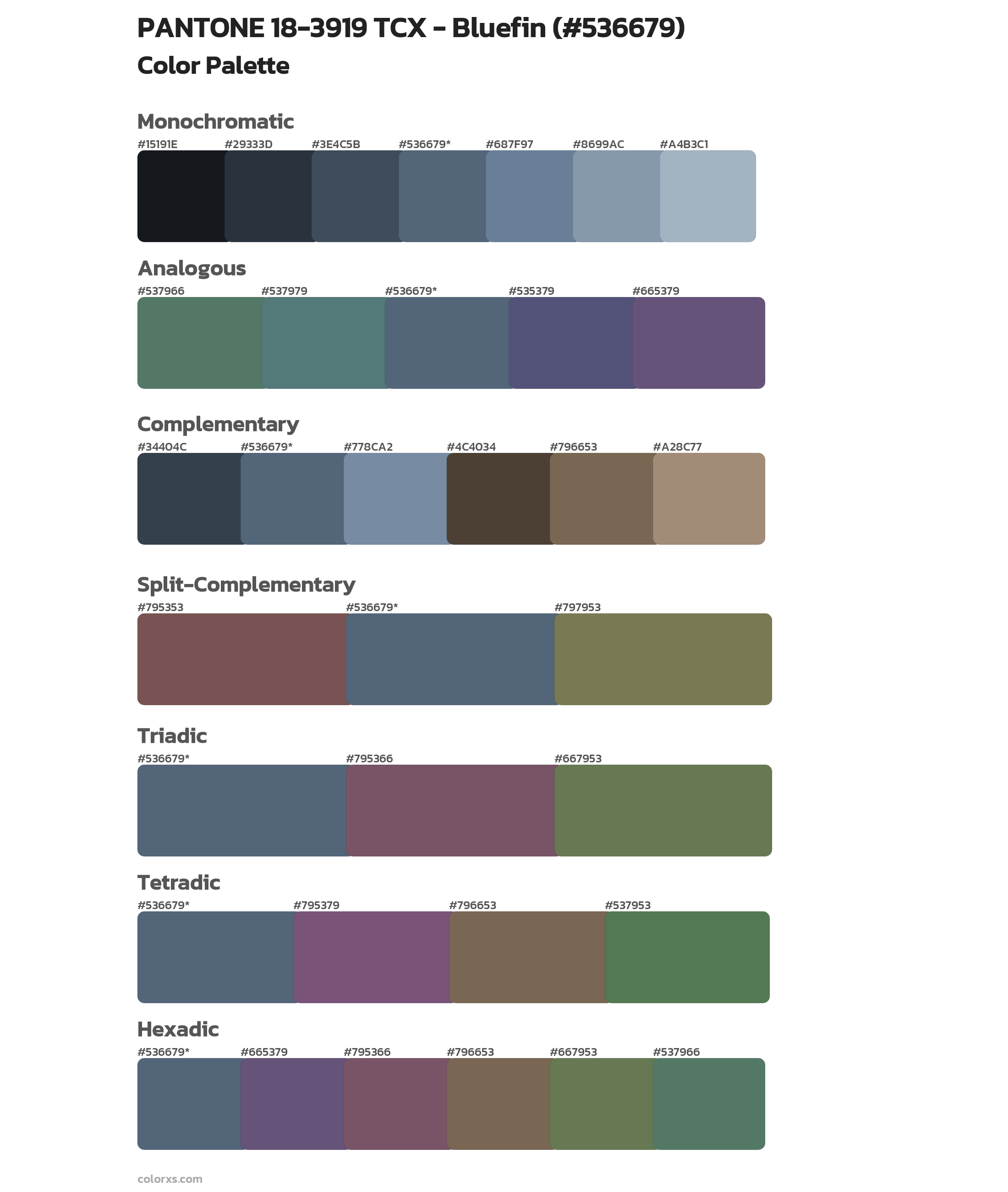 PANTONE 18-3919 TCX - Bluefin Color Scheme Palettes