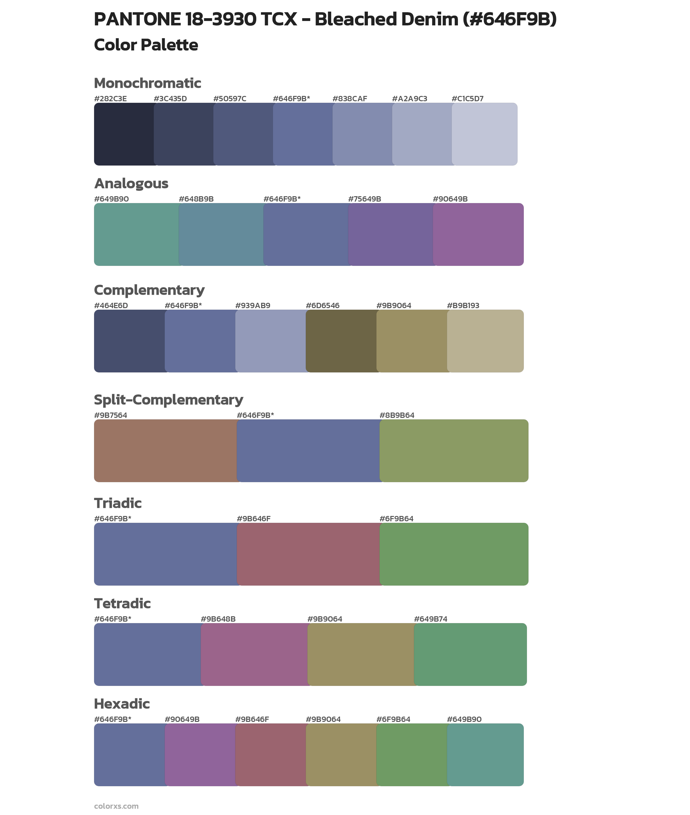 PANTONE 18-3930 TCX - Bleached Denim Color Scheme Palettes