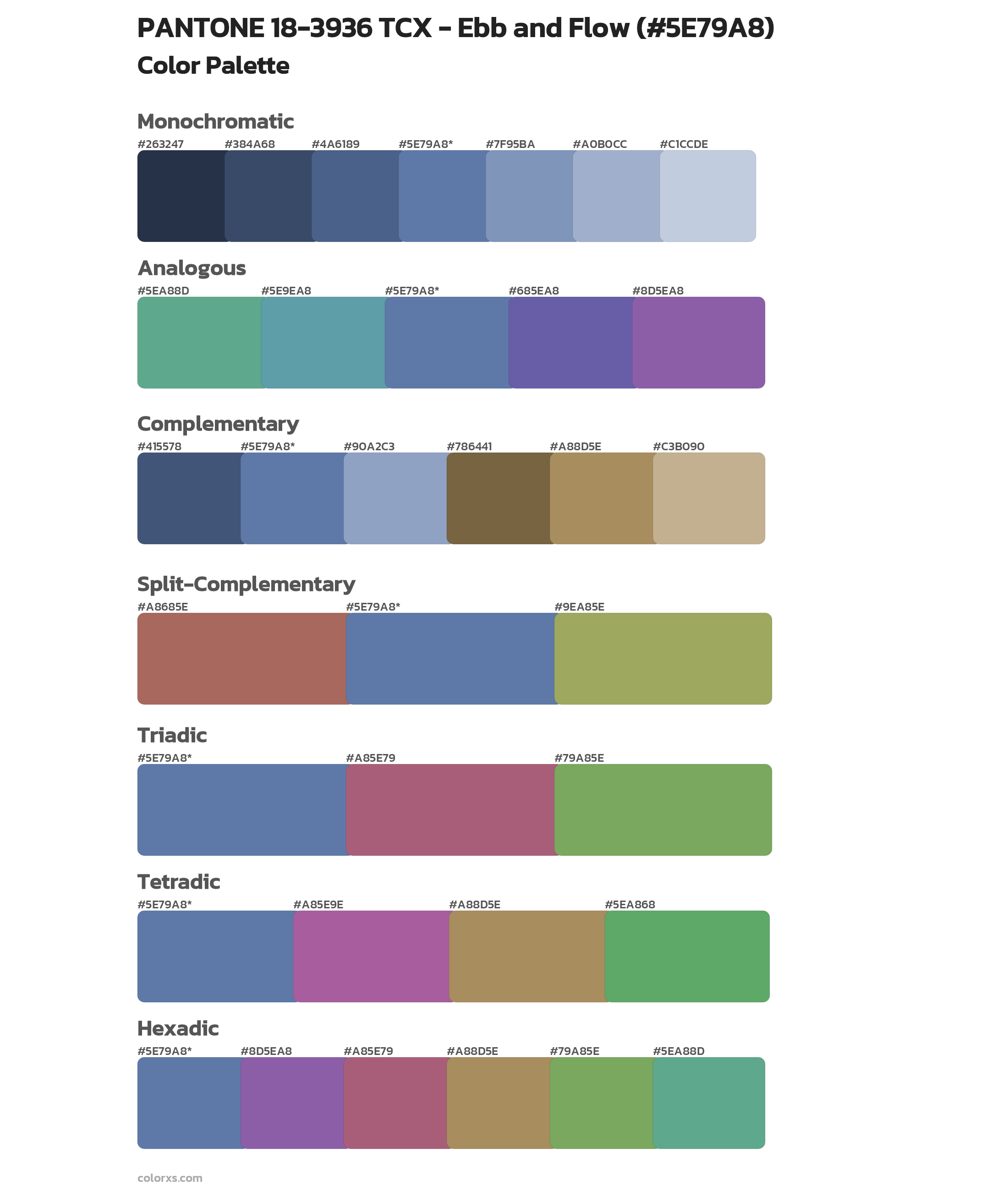PANTONE 18-3936 TCX - Ebb and Flow Color Scheme Palettes