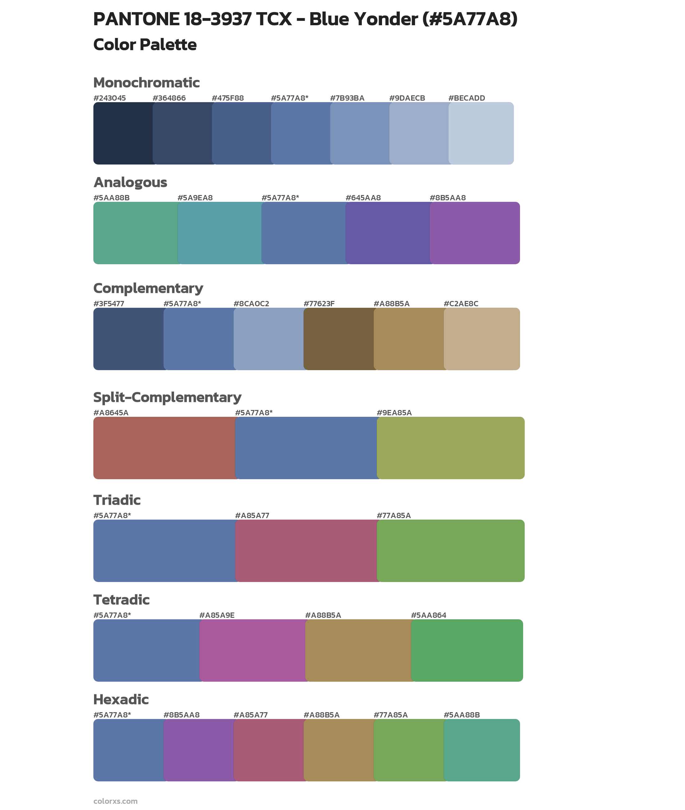 PANTONE 18-3937 TCX - Blue Yonder Color Scheme Palettes