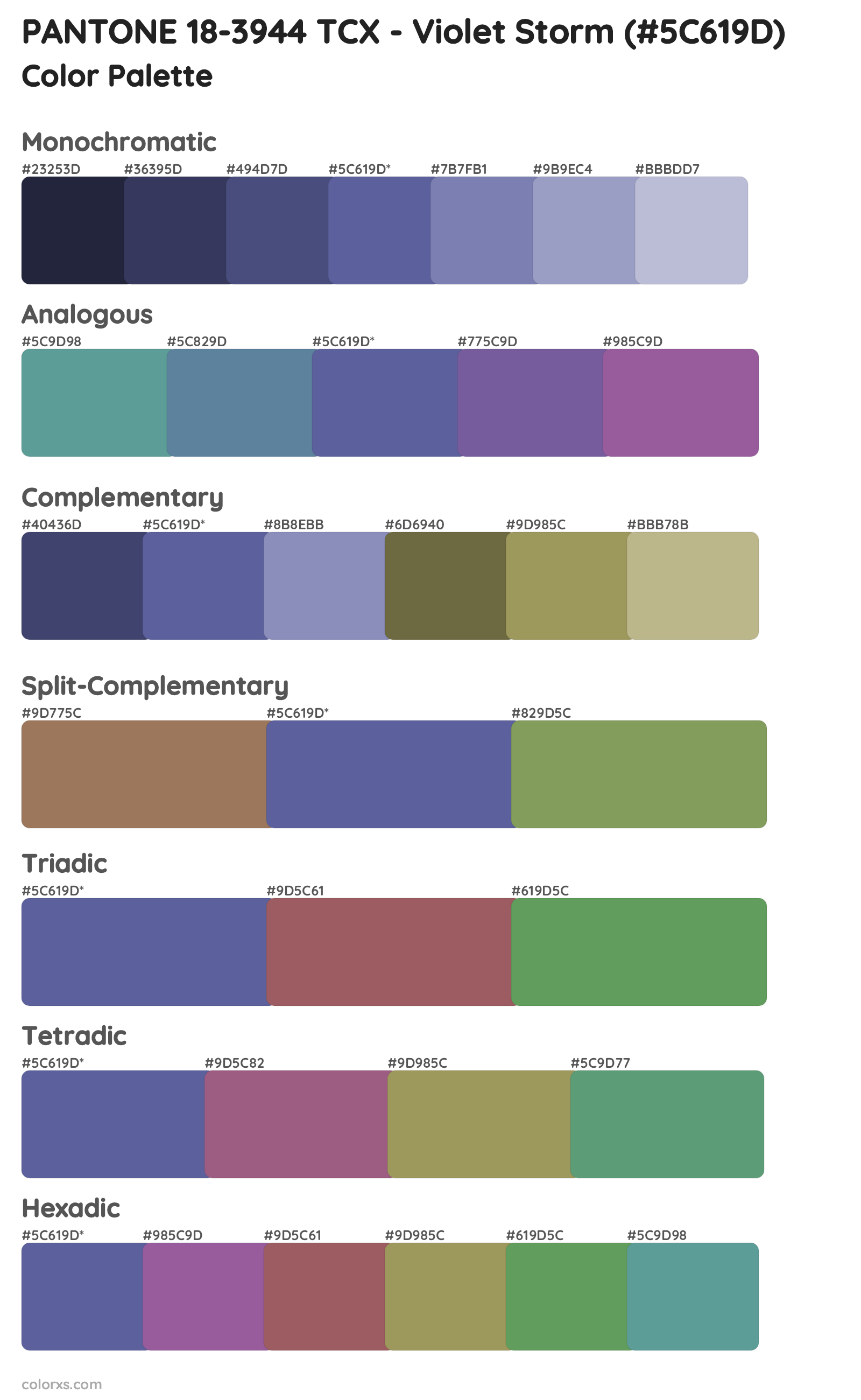 PANTONE 18-3944 TCX - Violet Storm Color Scheme Palettes