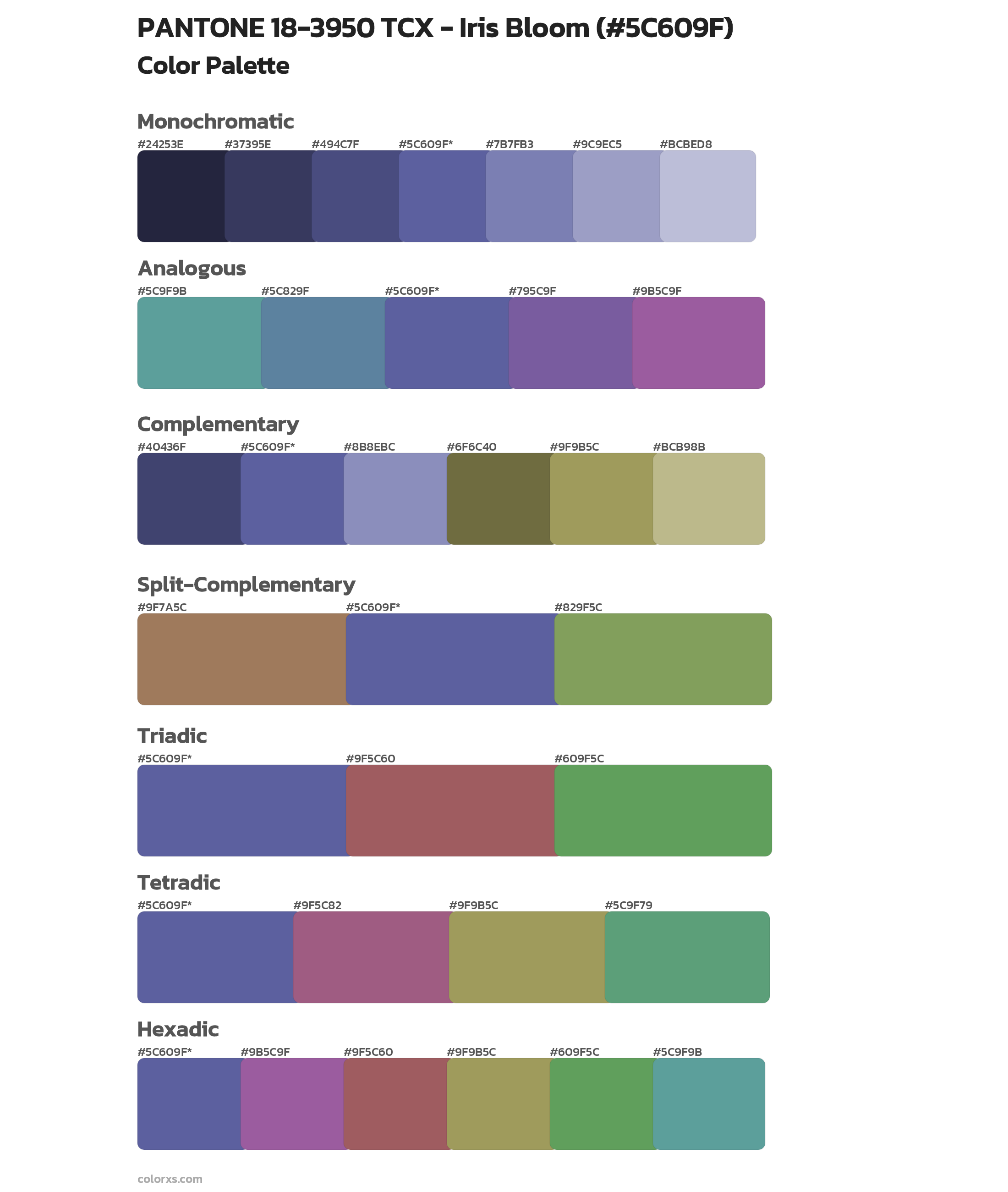 PANTONE 18-3950 TCX - Iris Bloom Color Scheme Palettes