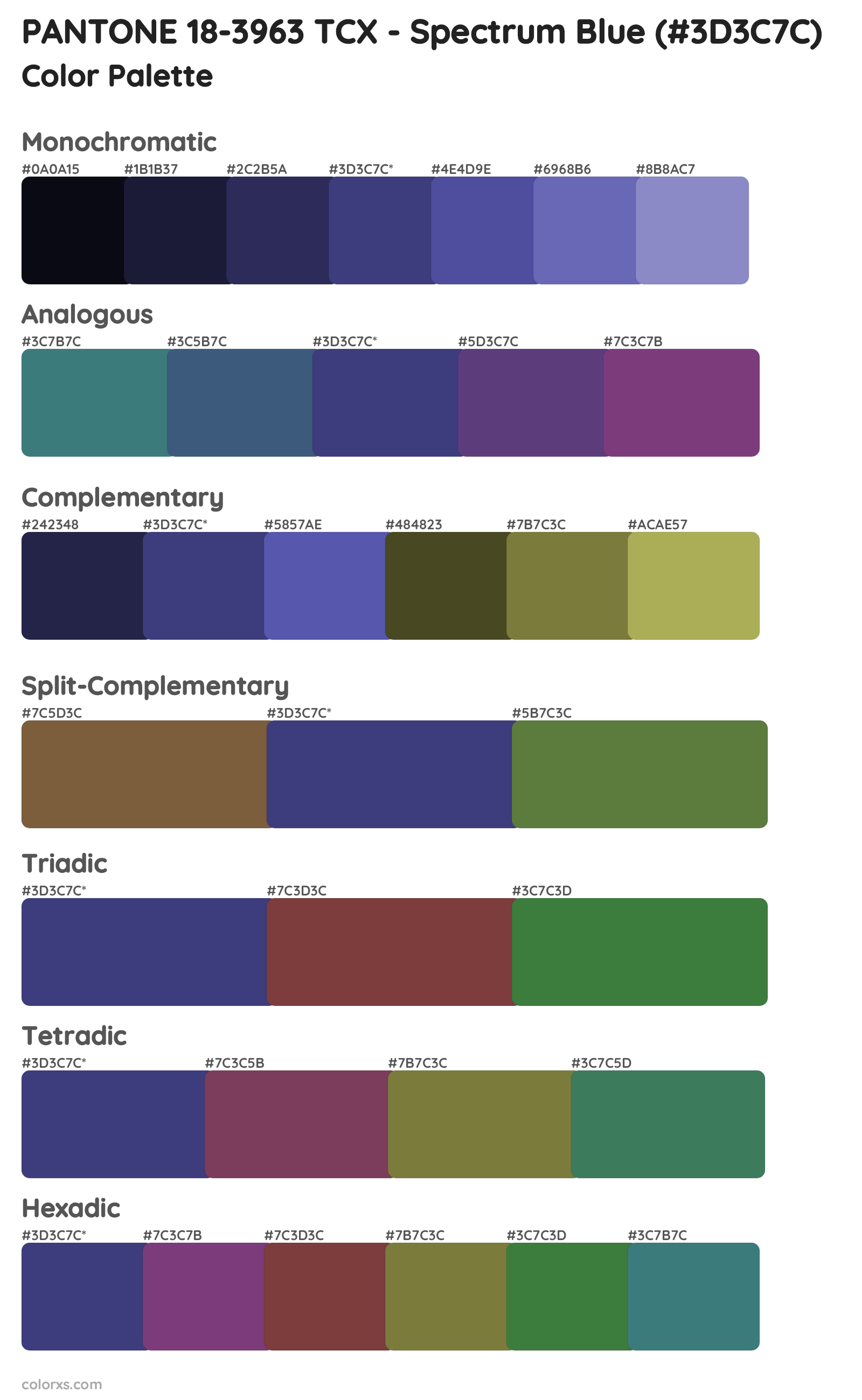 PANTONE 18-3963 TCX - Spectrum Blue Color Scheme Palettes