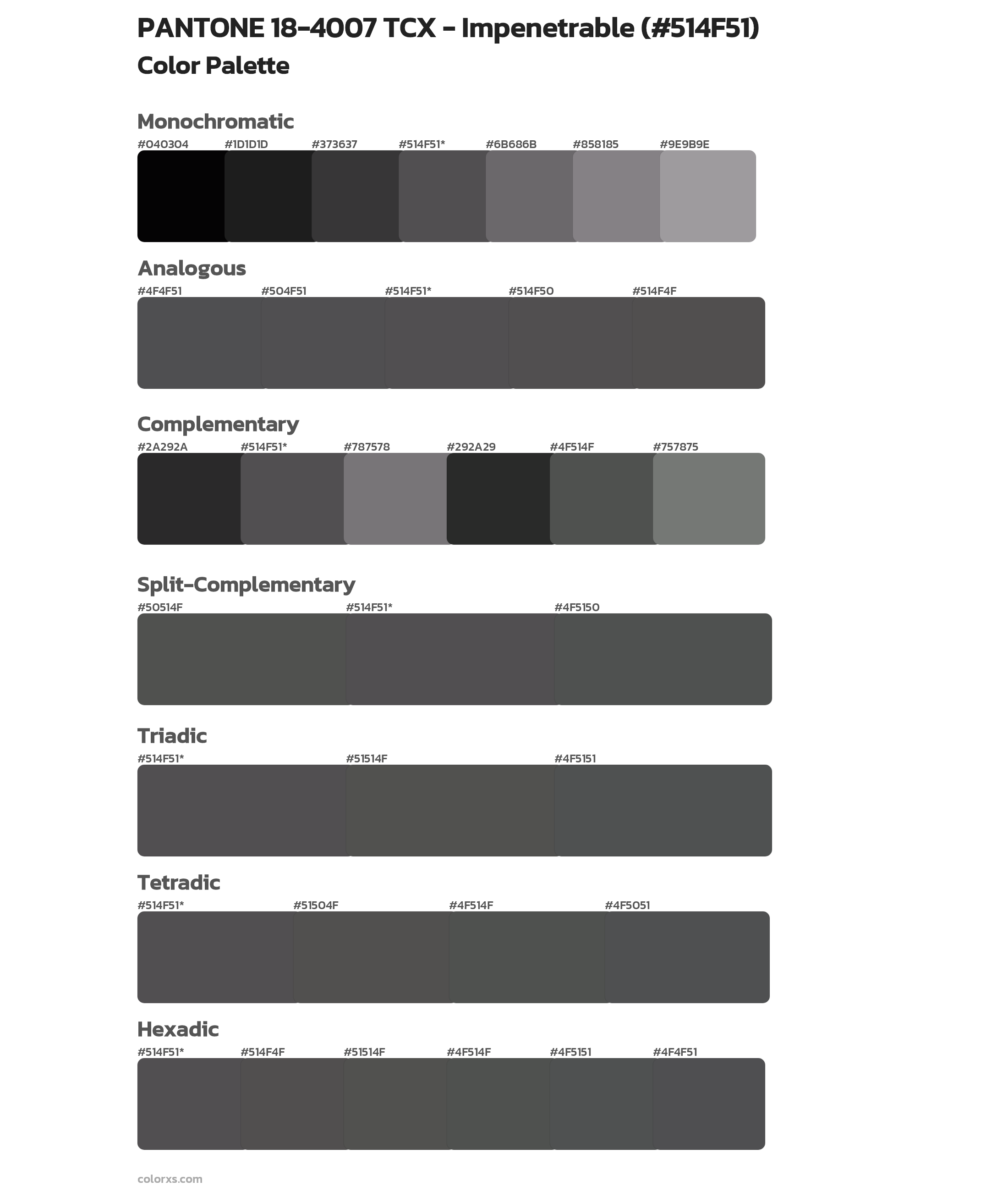 PANTONE 18-4007 TCX - Impenetrable Color Scheme Palettes