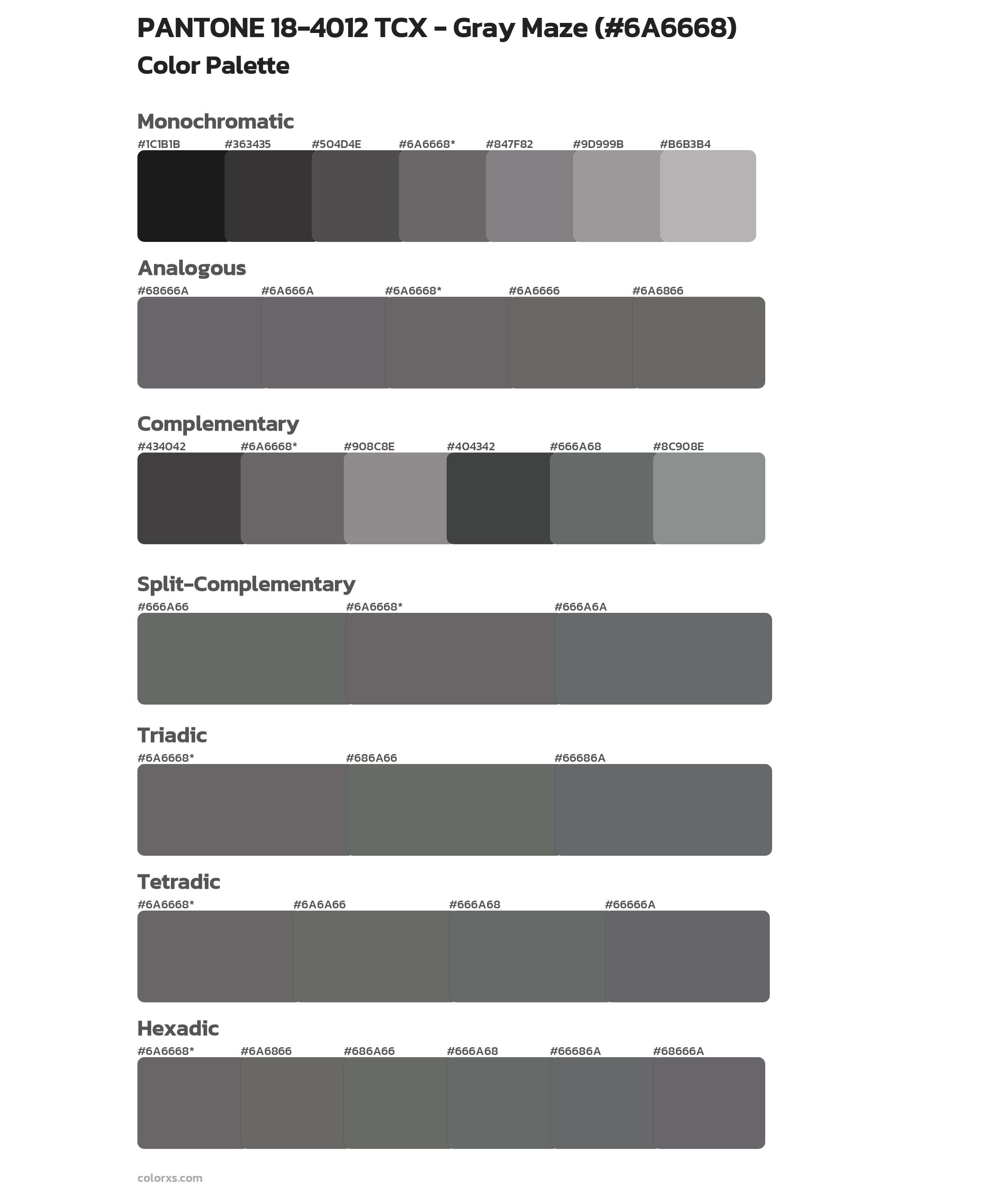 PANTONE 18-4012 TCX - Gray Maze Color Scheme Palettes