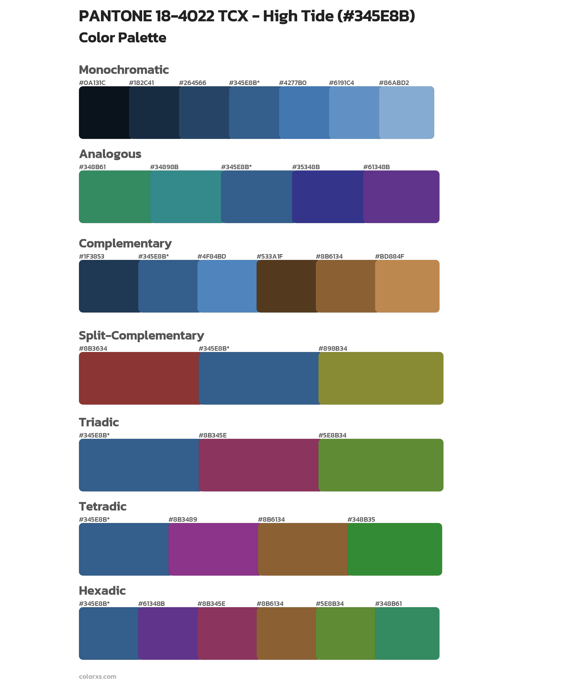 PANTONE 18-4022 TCX - High Tide Color Scheme Palettes