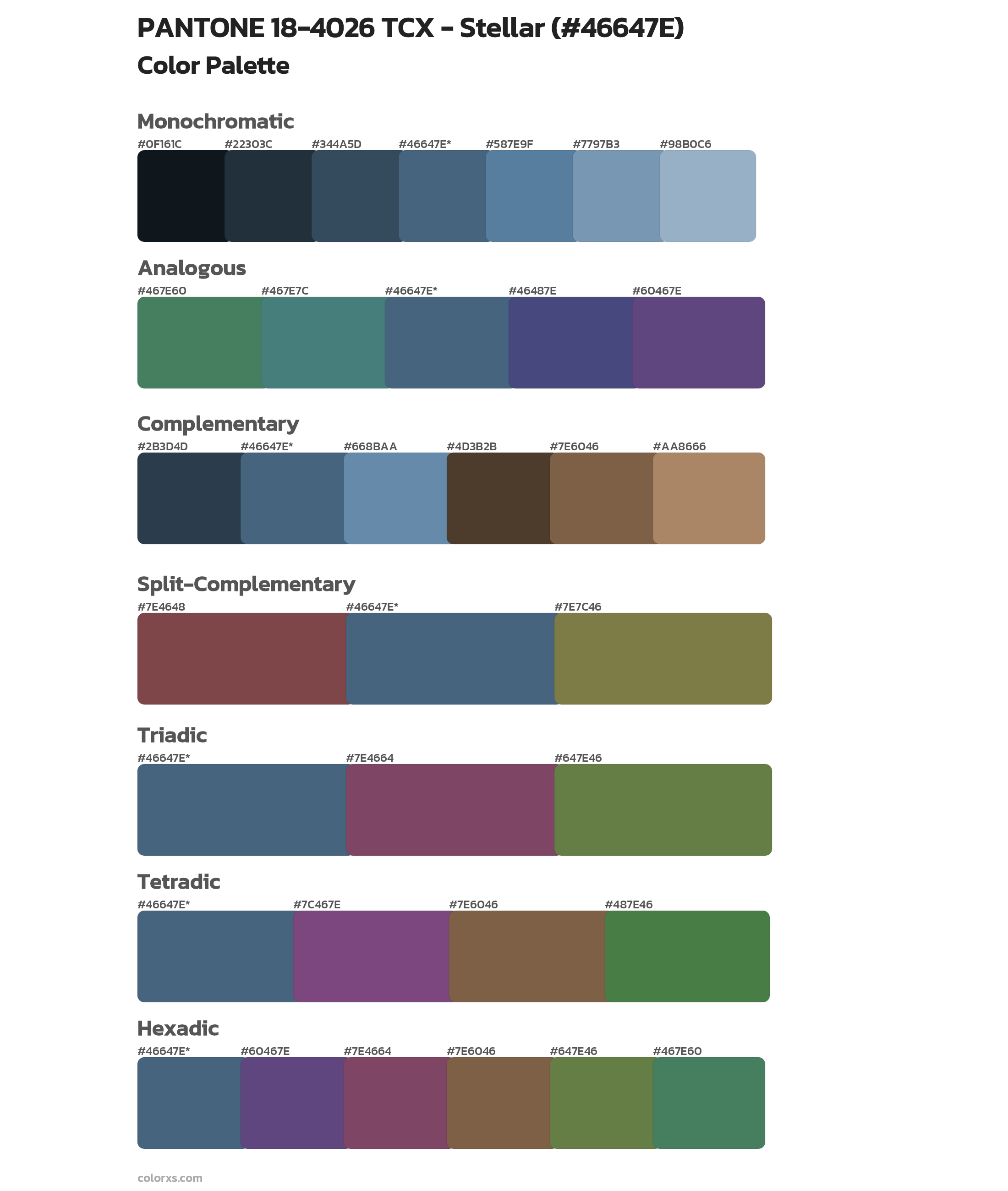 PANTONE 18-4026 TCX - Stellar Color Scheme Palettes