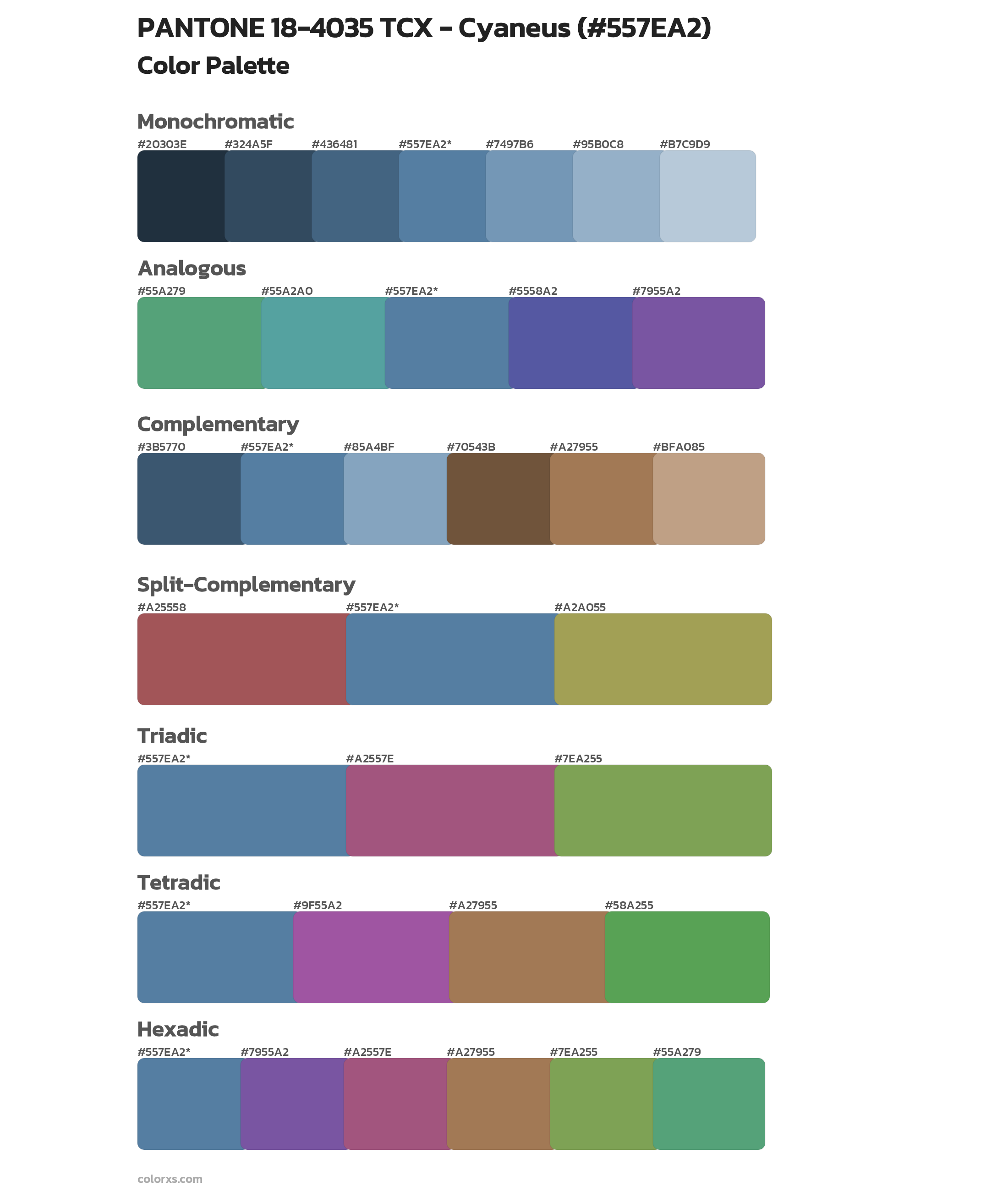 PANTONE 18-4035 TCX - Cyaneus Color Scheme Palettes